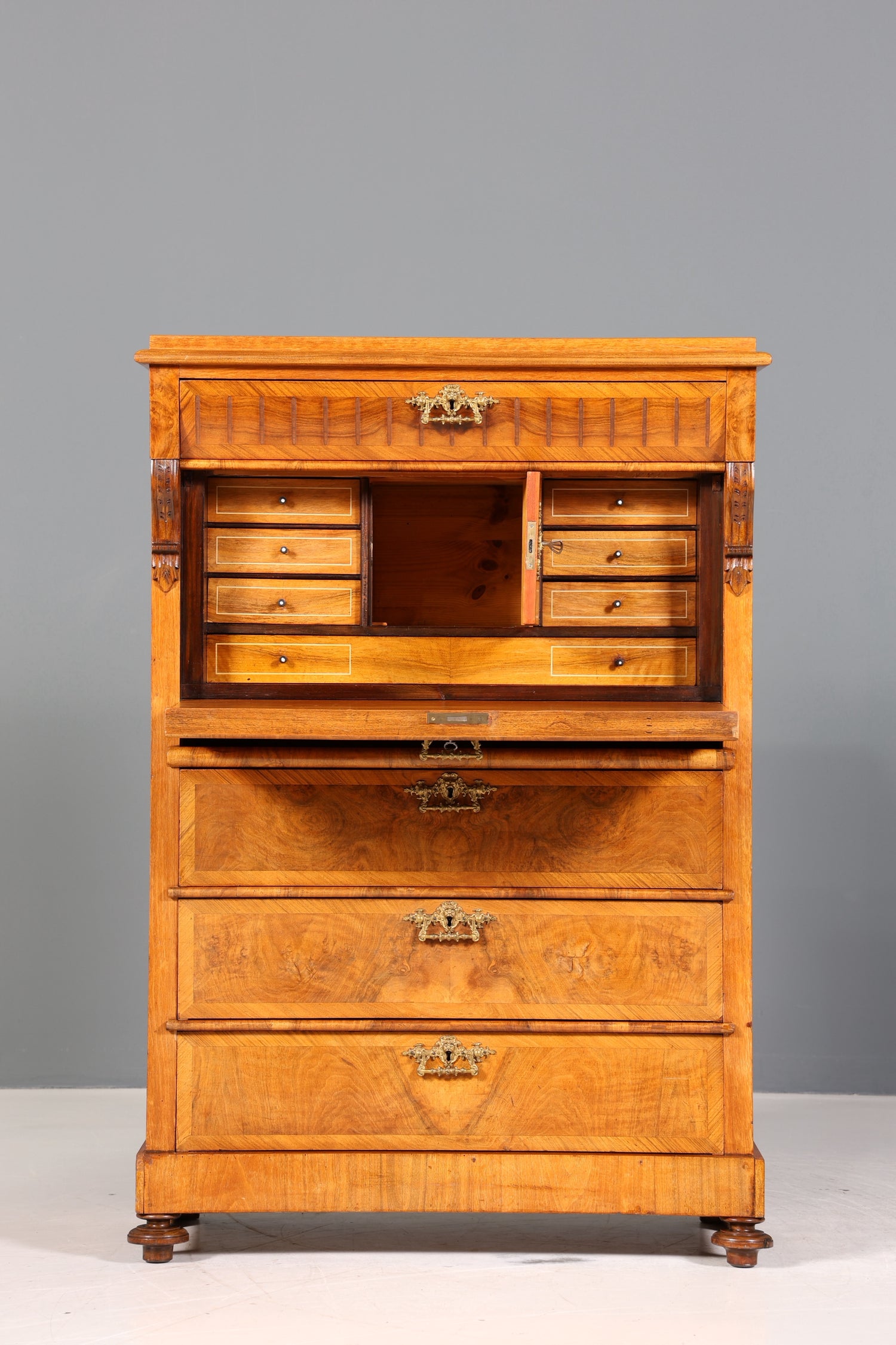 Edler Gründerzeit Sekretär Vertiko Highboard Louis Philippe Kommode Sekretär Schrank um 1880