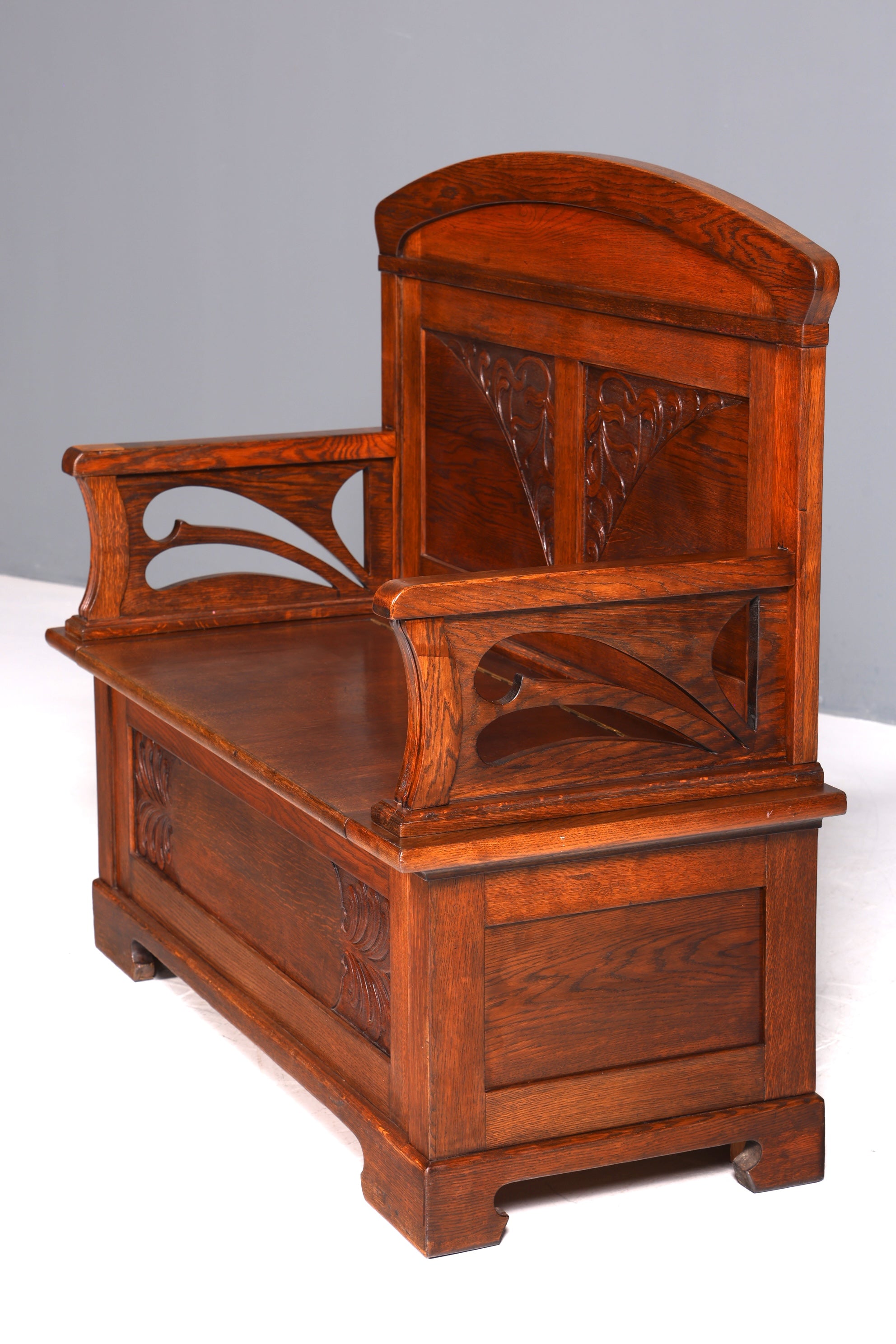 Wunderschöne Jugendstil Sitzbank Antik Bank Truhe Eiche Sofa Holzbank Holztruhe