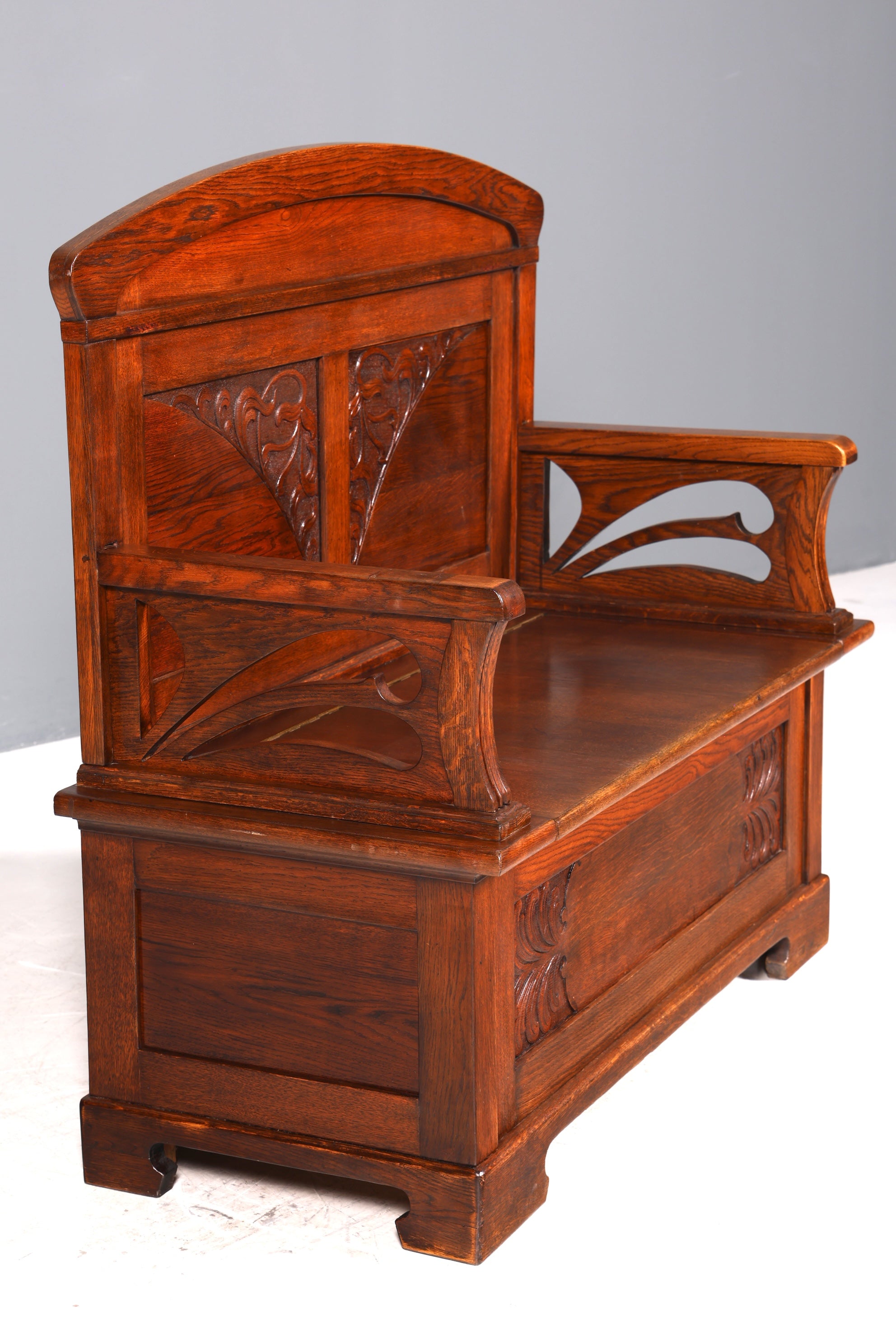 Wunderschöne Jugendstil Sitzbank Antik Bank Truhe Eiche Sofa Holzbank Holztruhe