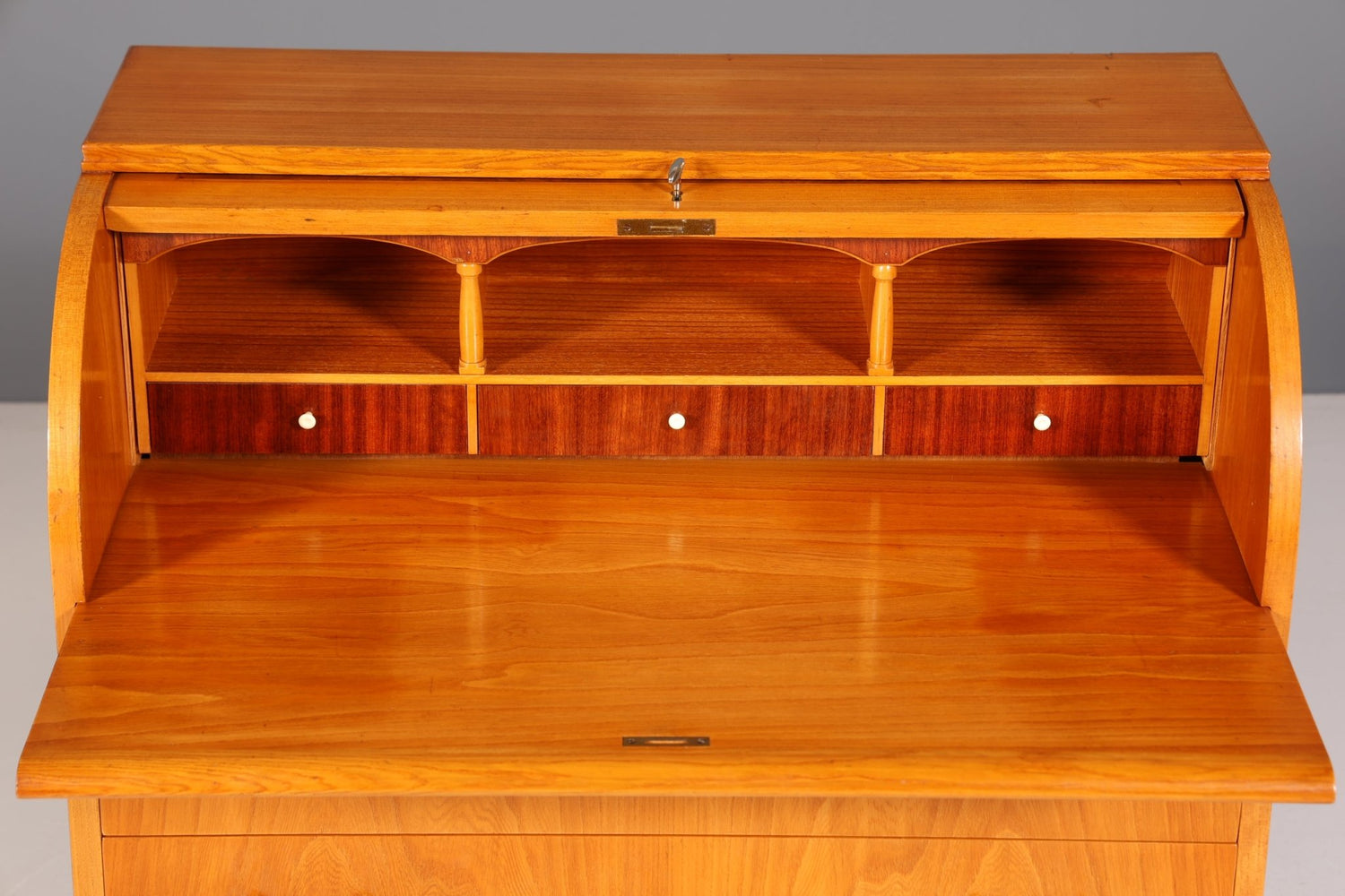 Stilvoller Mid Century Rollladen Sekretär echt Holz Vintage Büro Schrank Retro Schreibkommode 60s