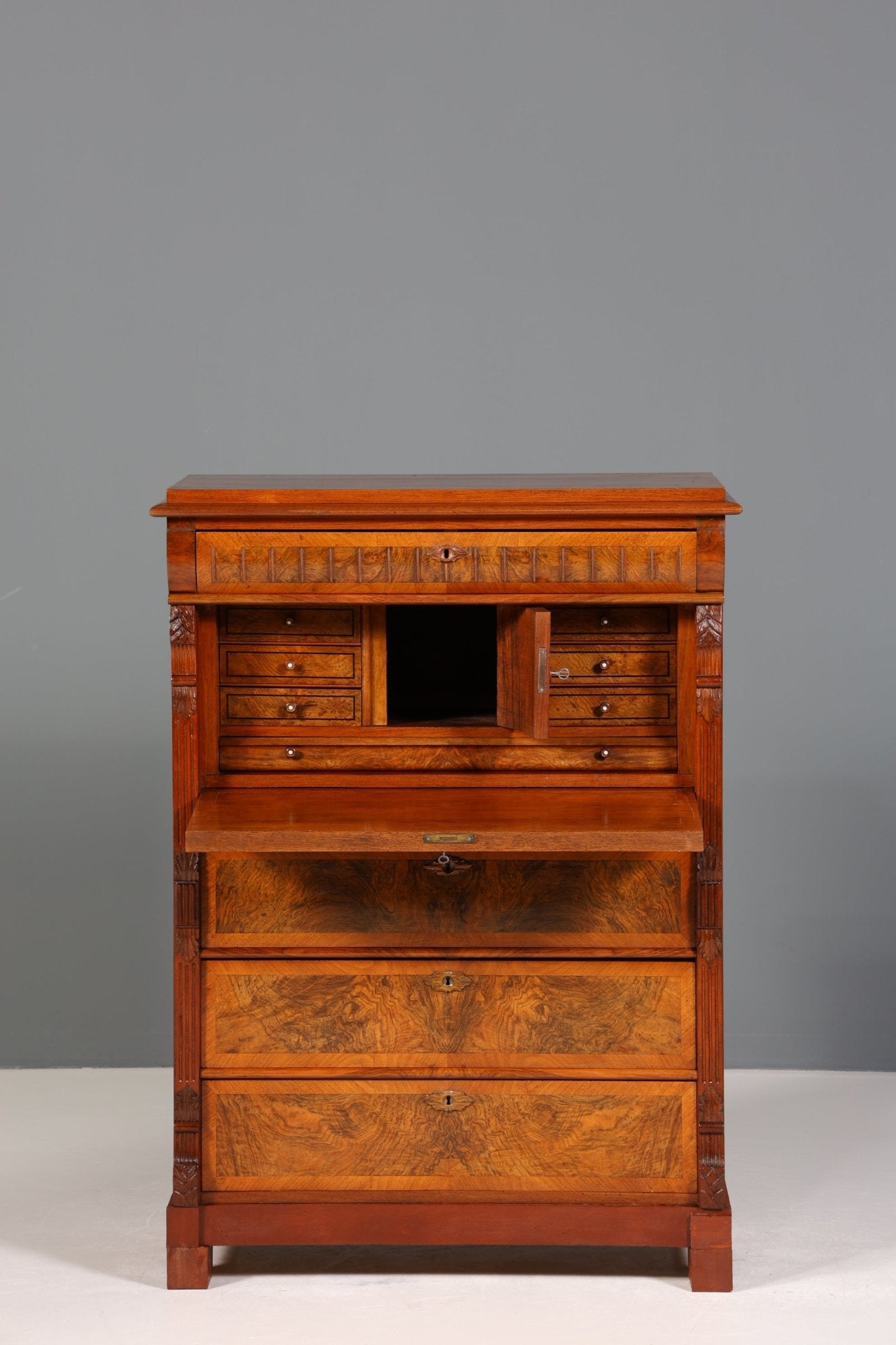 Stilvoller Gründerzeit Sekretär Vertiko Highboard Jugendstil Kommode Schrank um 1880