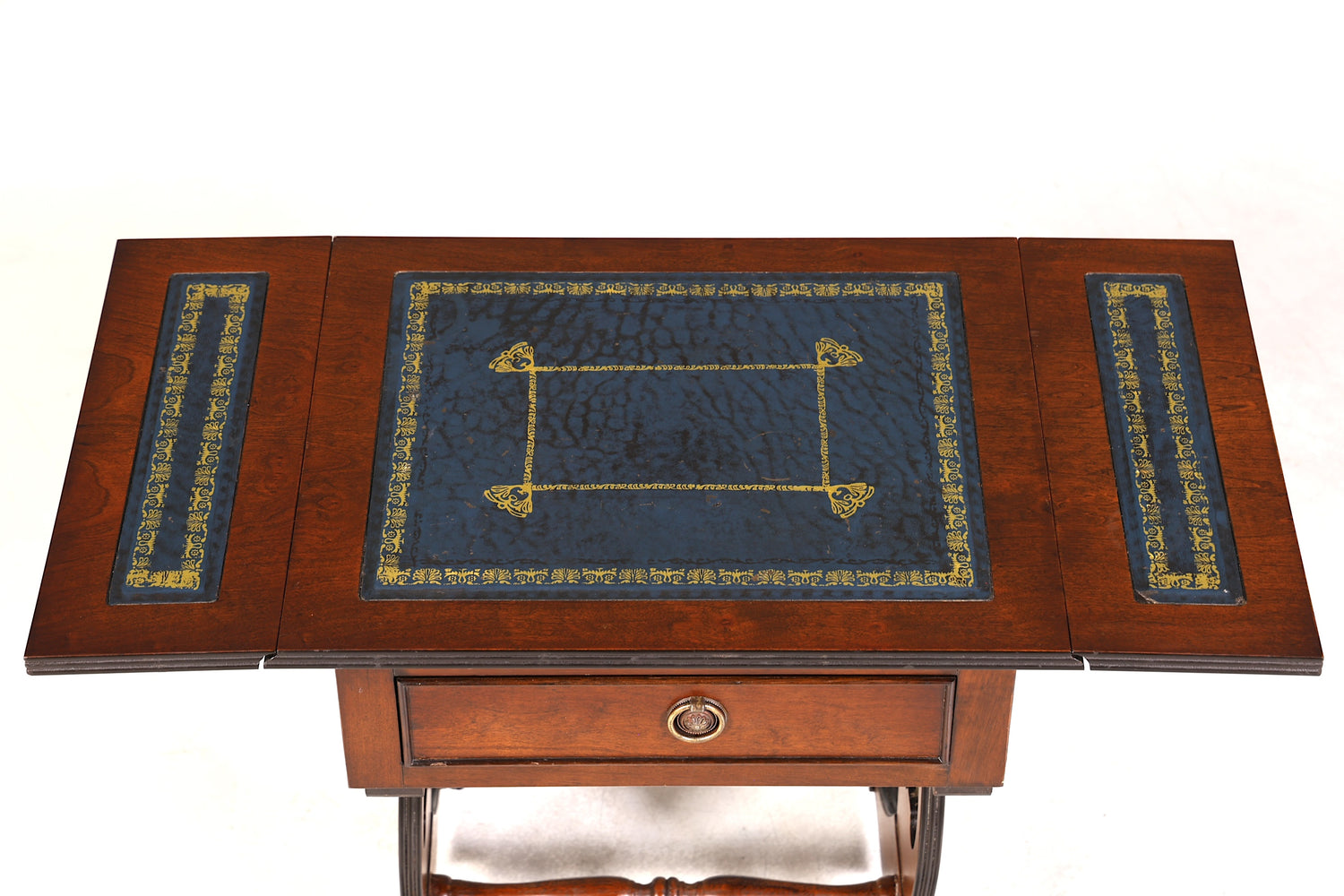 Wunderschöner Englischer Tisch Mahagoni Klapptisch Beistelltisch Englisch echt Leder Antik 60s Ablage