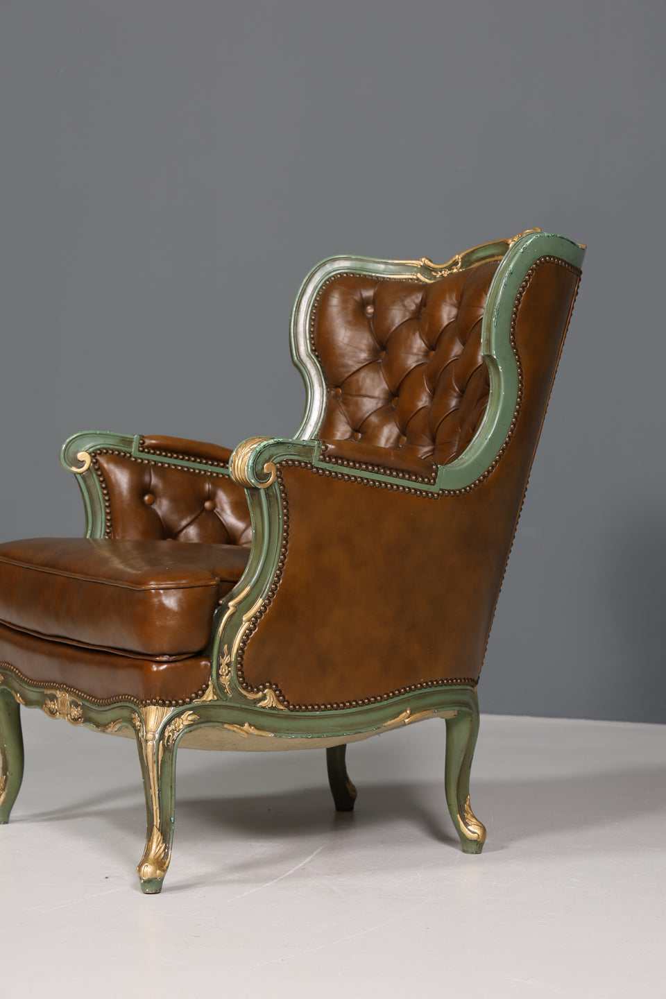 Wunderschöner Königlicher Barock Sessel echt Leder Luxus Chesterfield Sessel Armlehnsessel
