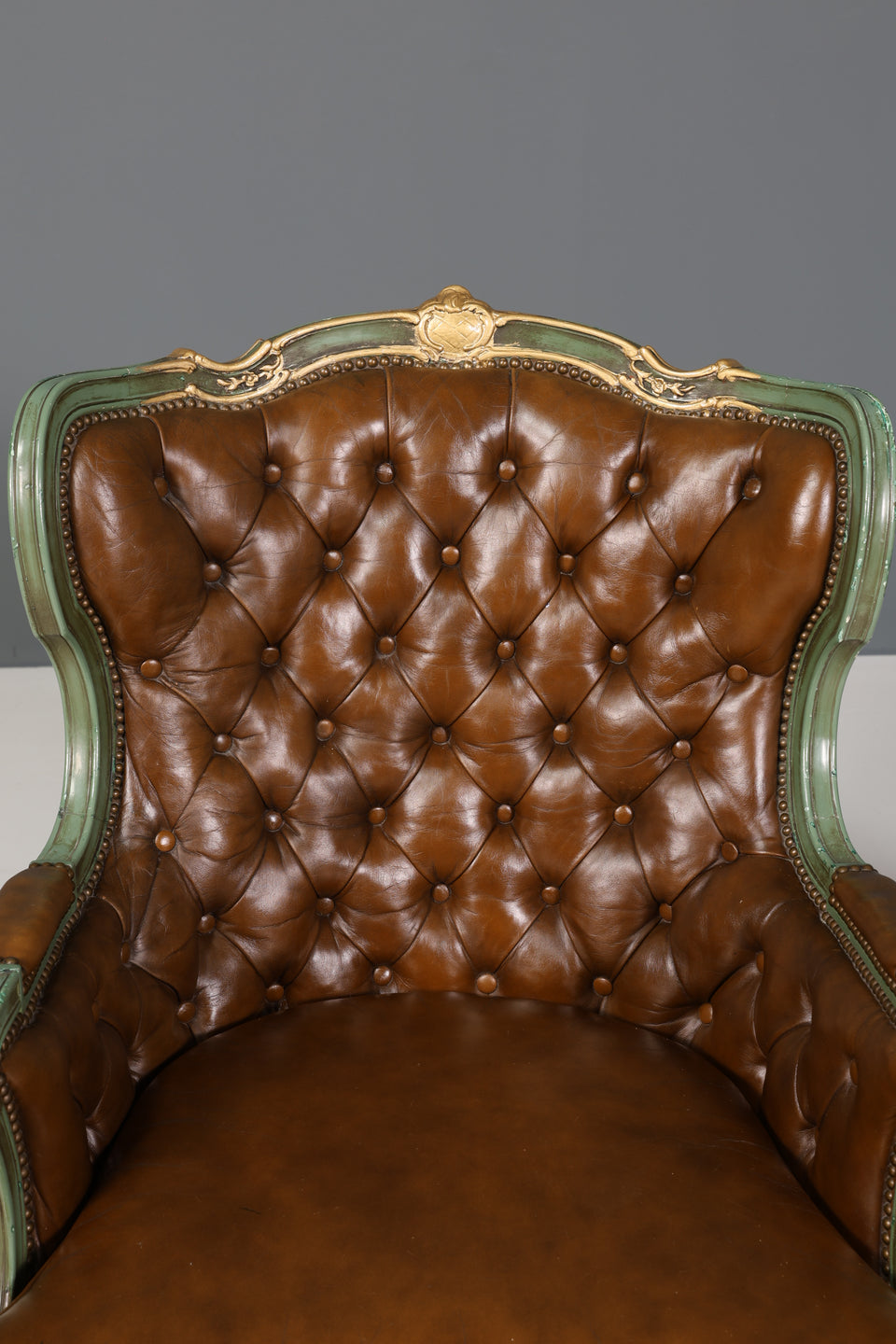 Wunderschöner Königlicher Barock Sessel echt Leder Luxus Chesterfield Sessel Armlehnsessel