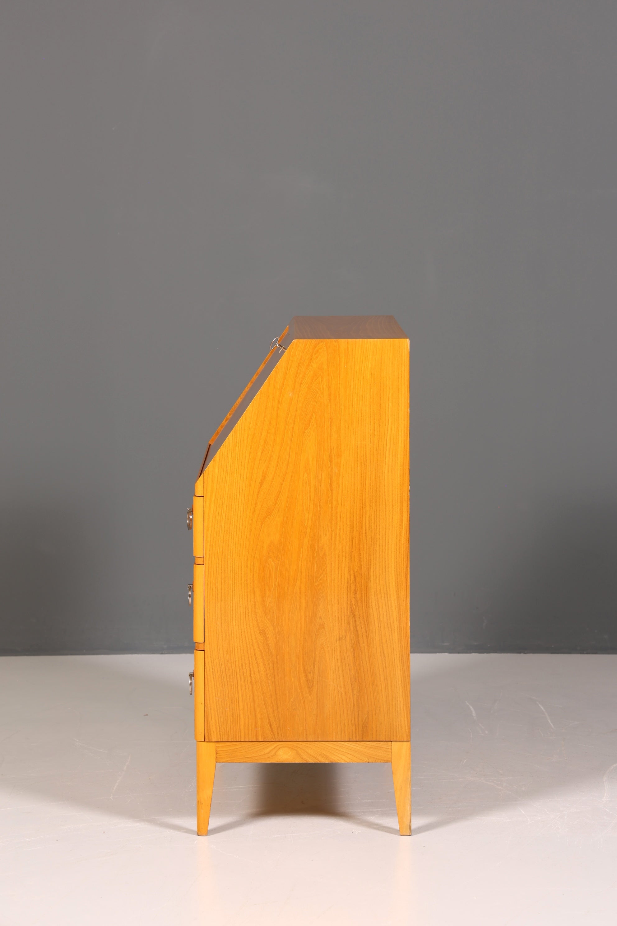 Schlichter Mid Century Sekretär Vintage Schreibmöbel echt Holz Kommode Retro Office Secretary