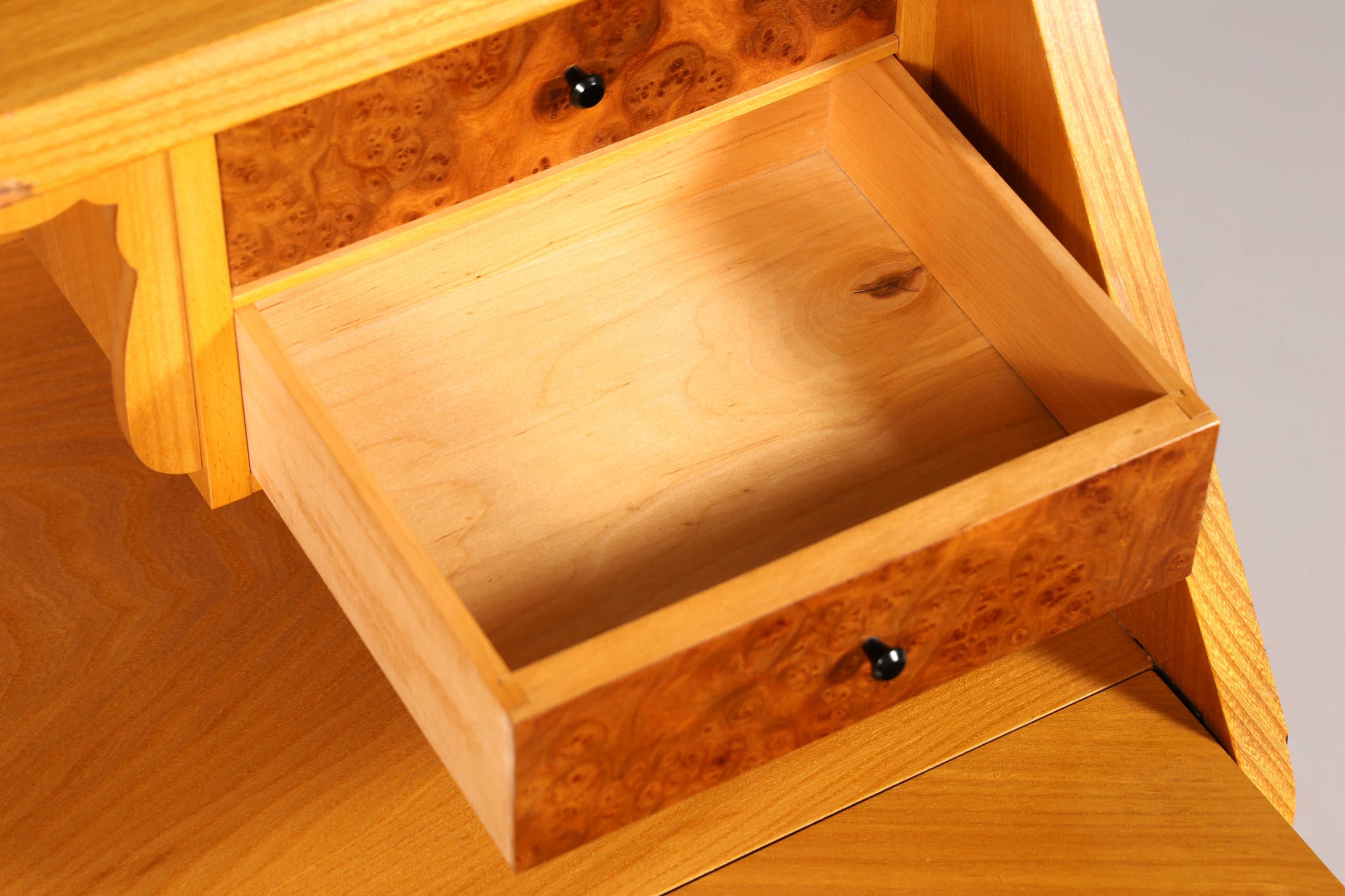 Schlichter Mid Century Sekretär Vintage Schreibmöbel echt Holz Kommode Retro Office Secretary