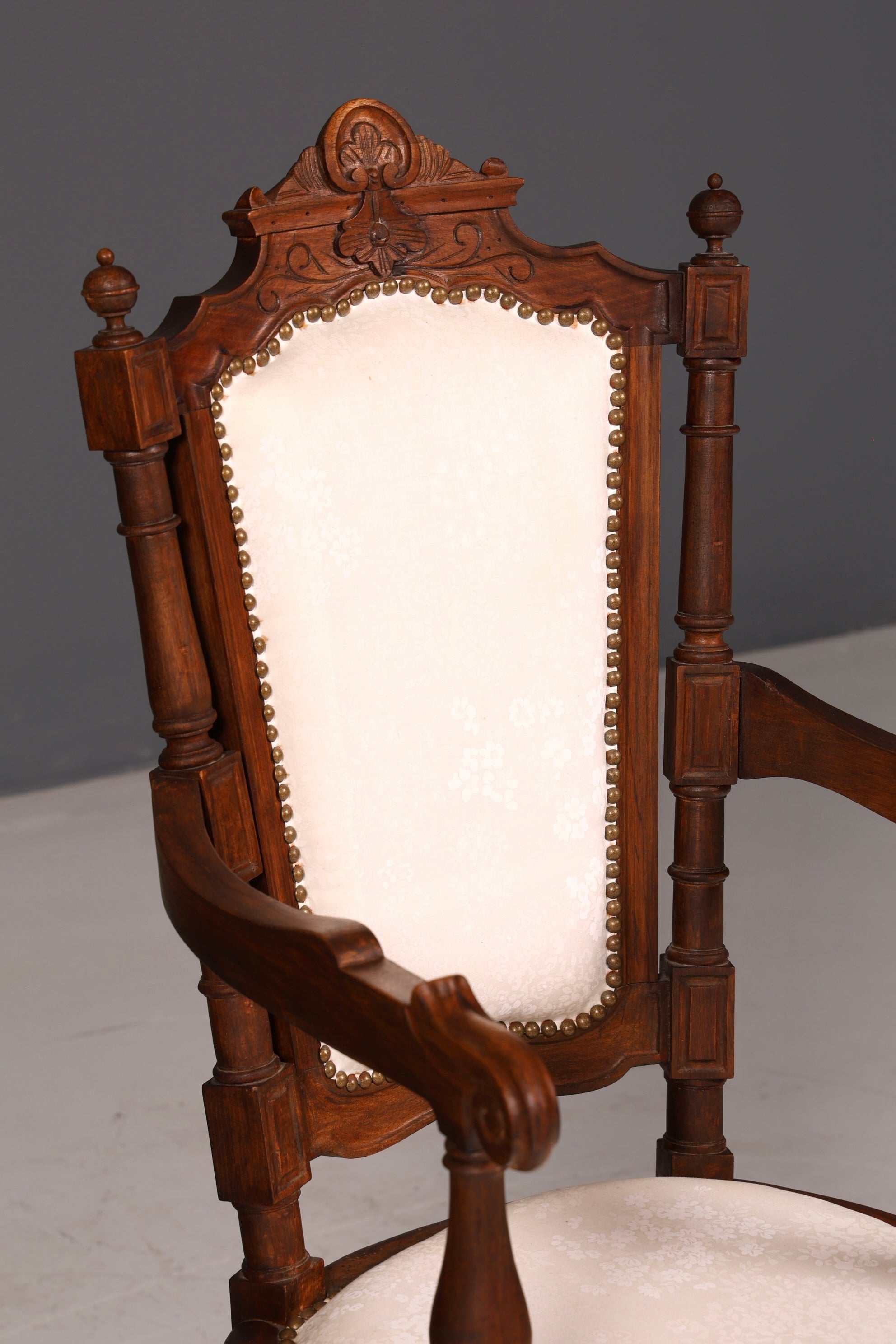 Elegant Neo-Renaissance armchair, antique Historicist chair, Gründerzeit secretary chair, desk chair, upholstered chair 2 of 2
