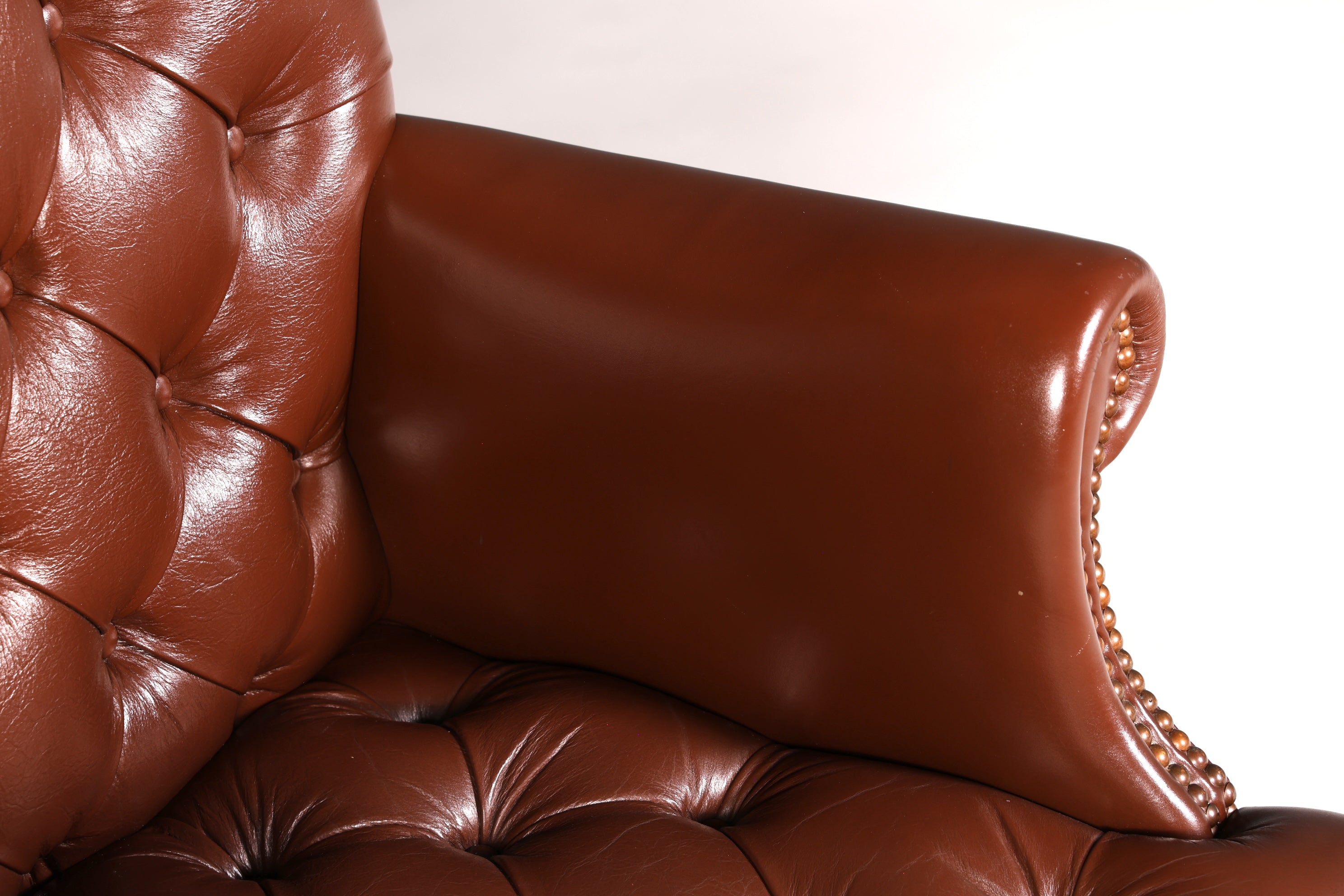 Elegant Chesterfield executive chair, office chair, genuine brown leather, swivel chair, desk chair, office armchair