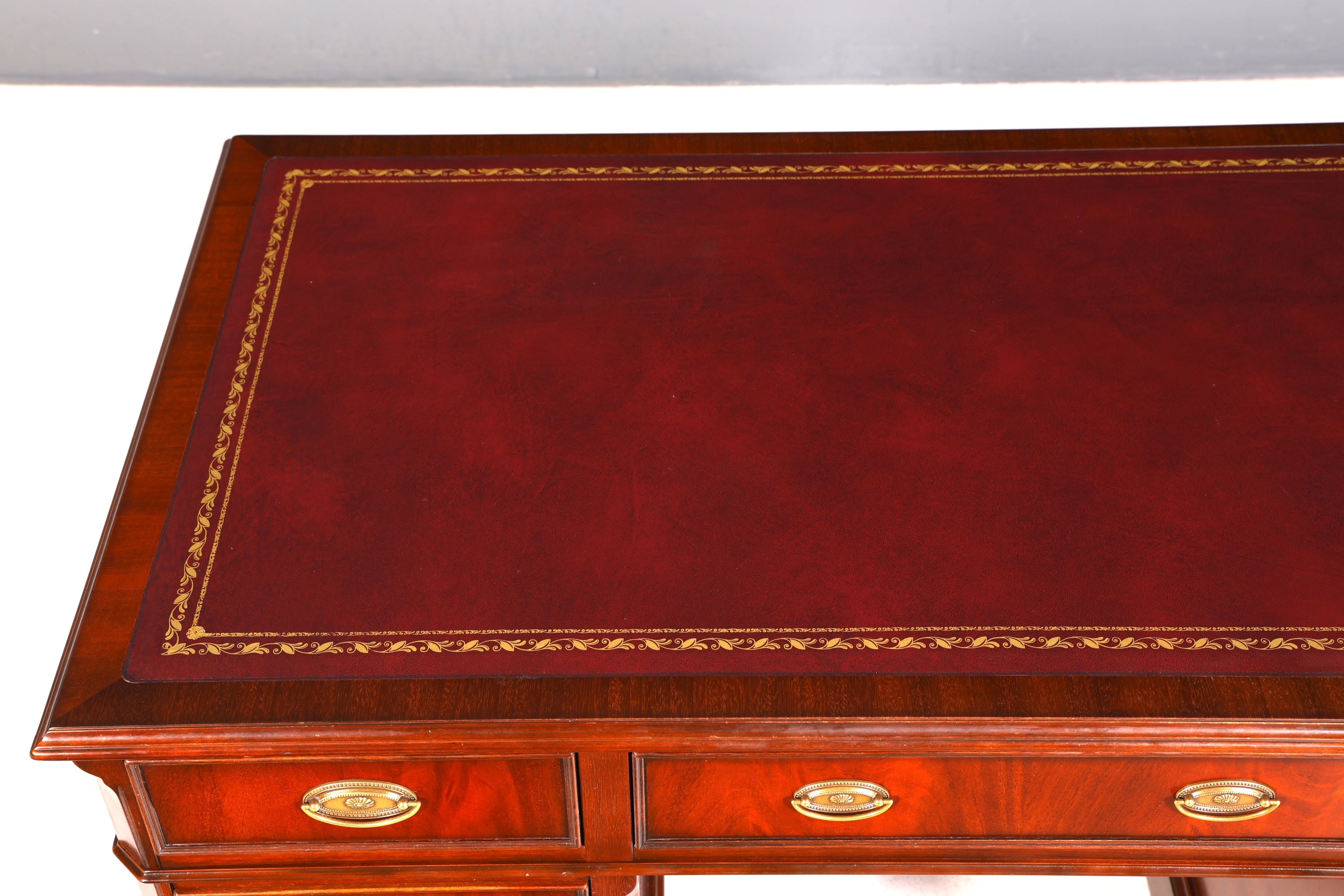 Wunderschöner Original Heldense Englischer Schreibtisch Echt Lederauflage Bürotisch Antik Office Desk