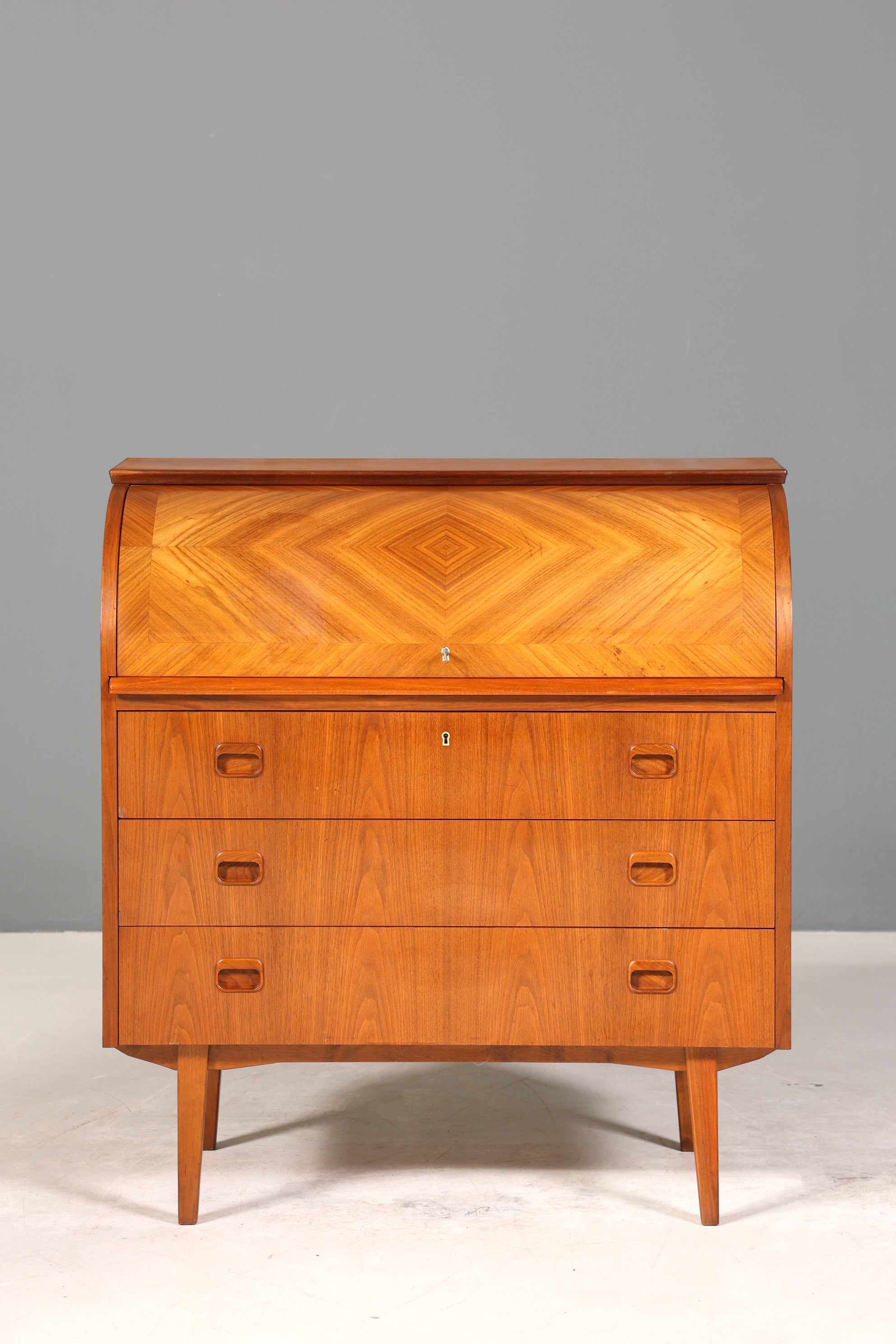 Wunderschöner Mid Century Rollladen Sekretär Danish Design echt Holz Schreibkommode 60er Jahre