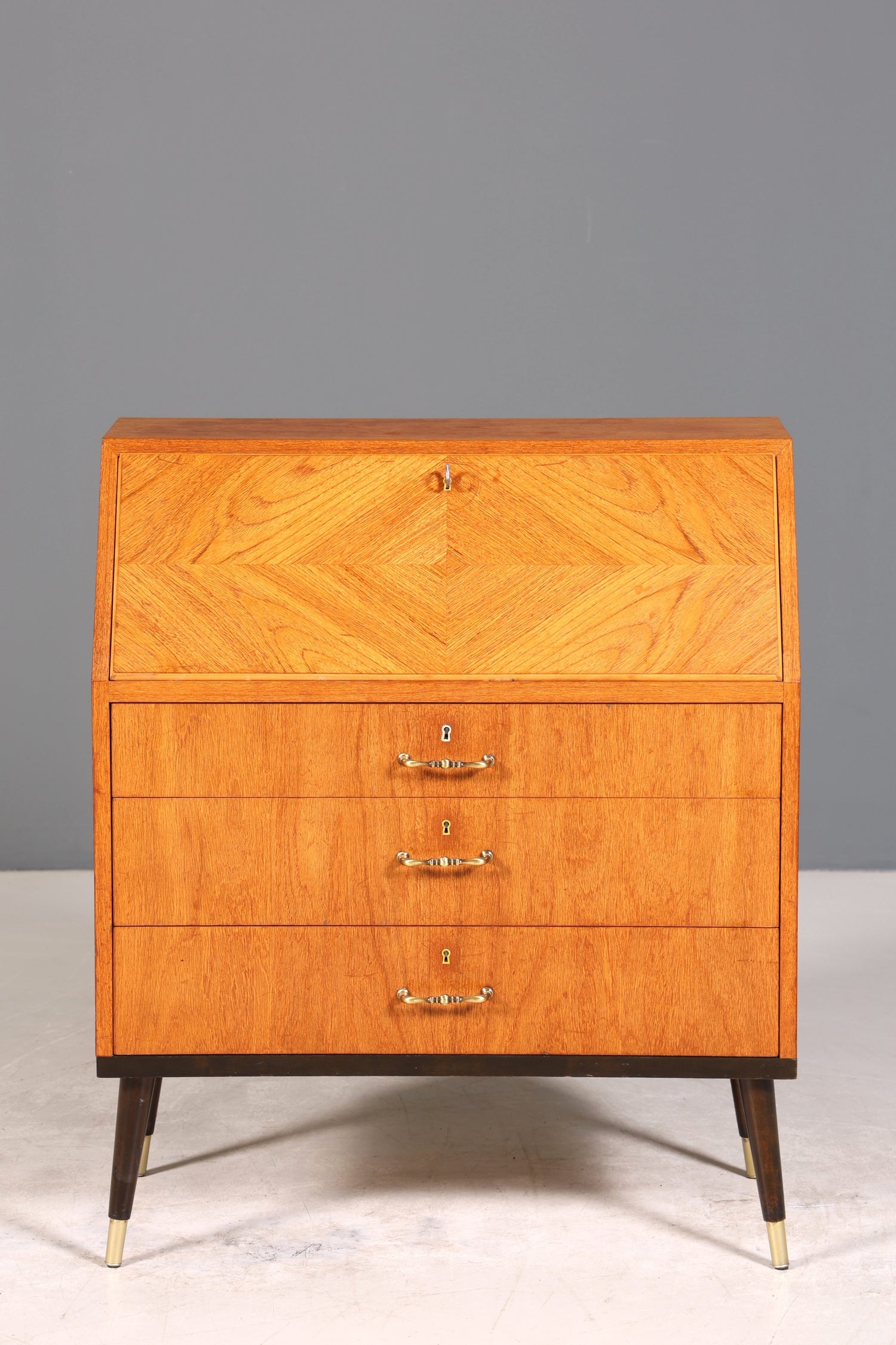 Stilvoller Mid Century Sekretär Vintage Schreibmöbel echt Holz Kommode Office Secretary