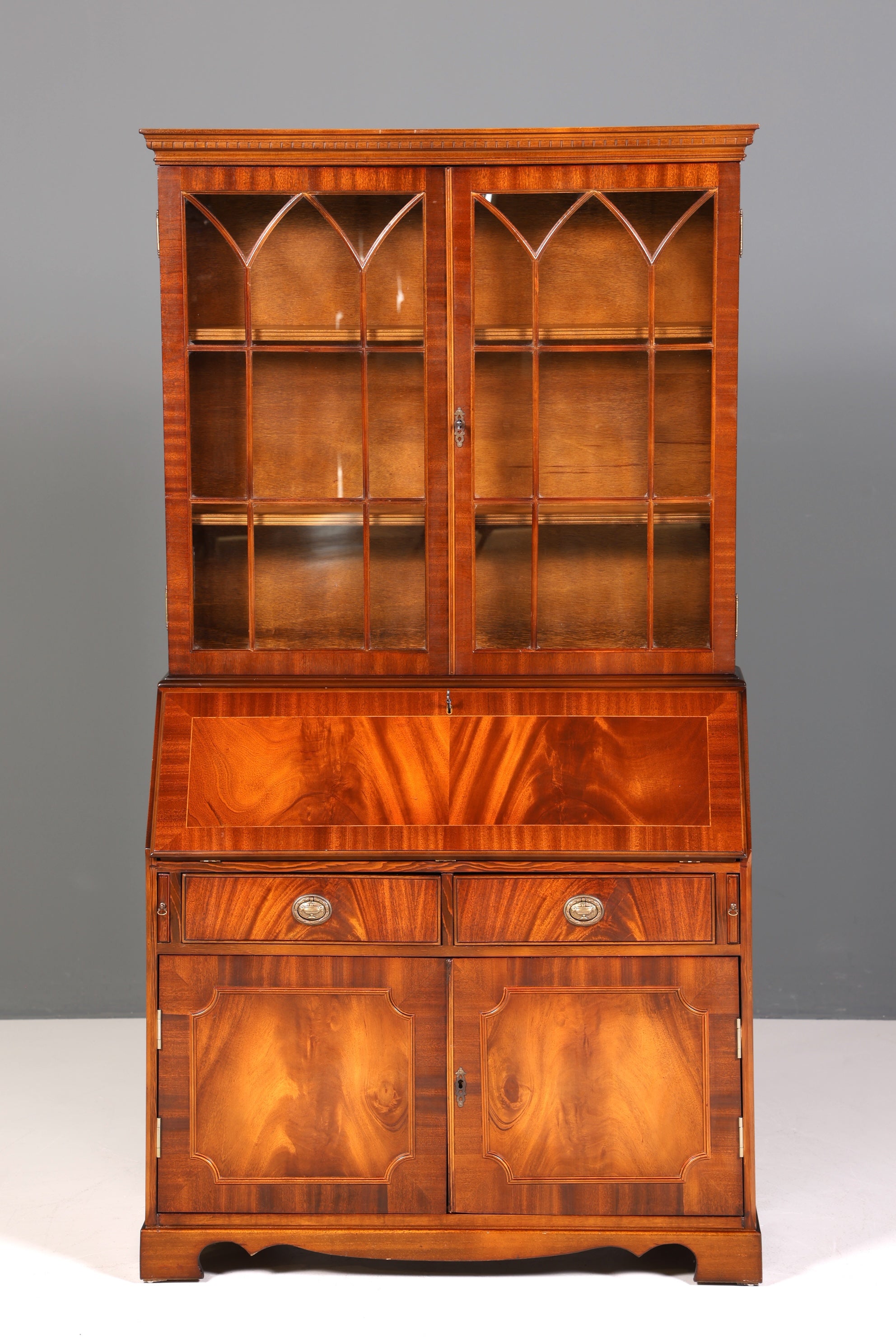 Traumhafter Englischer Sekretär Büro Aufsatzsekretär Antik 60S Vitrinen Schrank UK