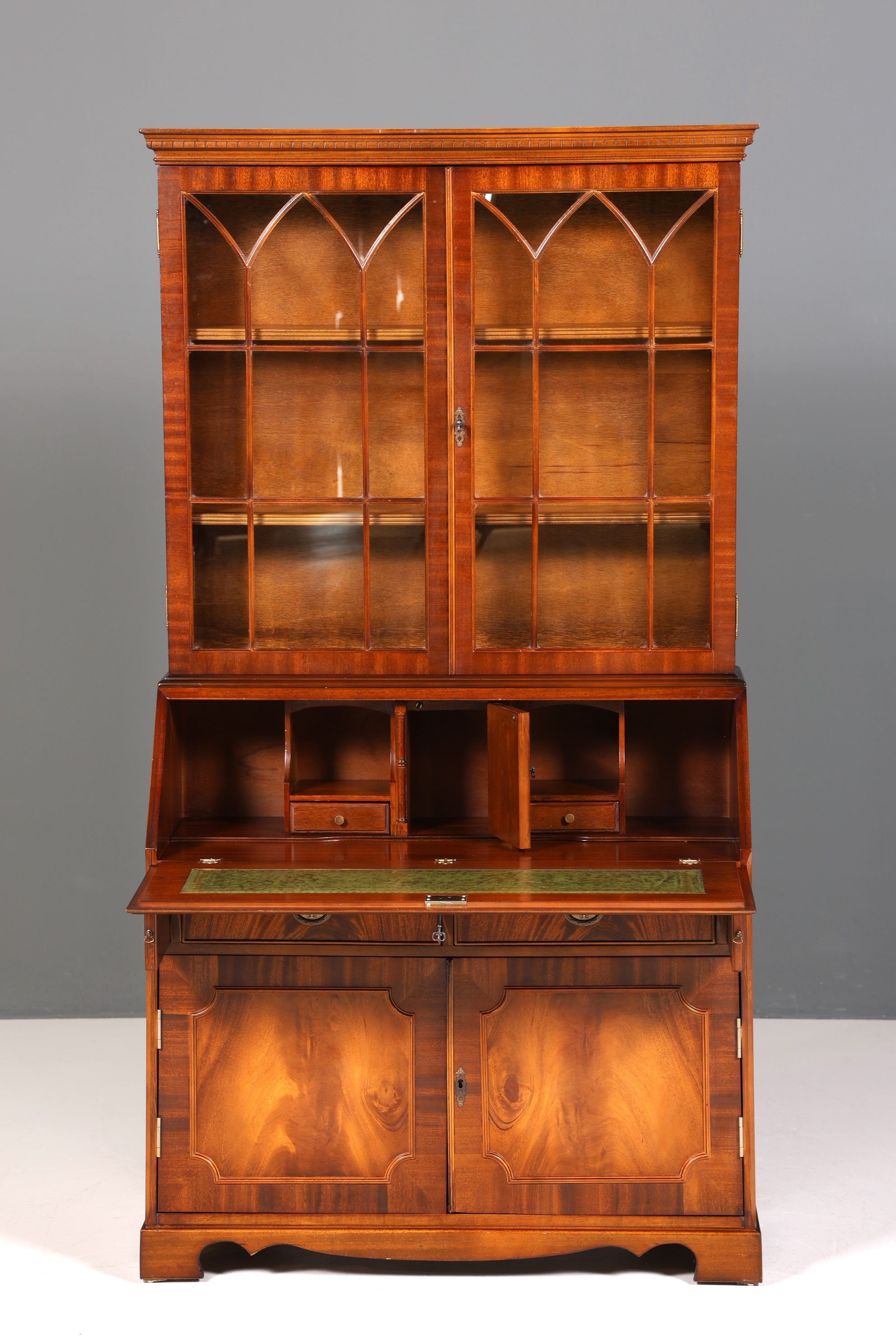 Traumhafter Englischer Sekretär Büro Aufsatzsekretär Antik 60S Vitrinen Schrank UK