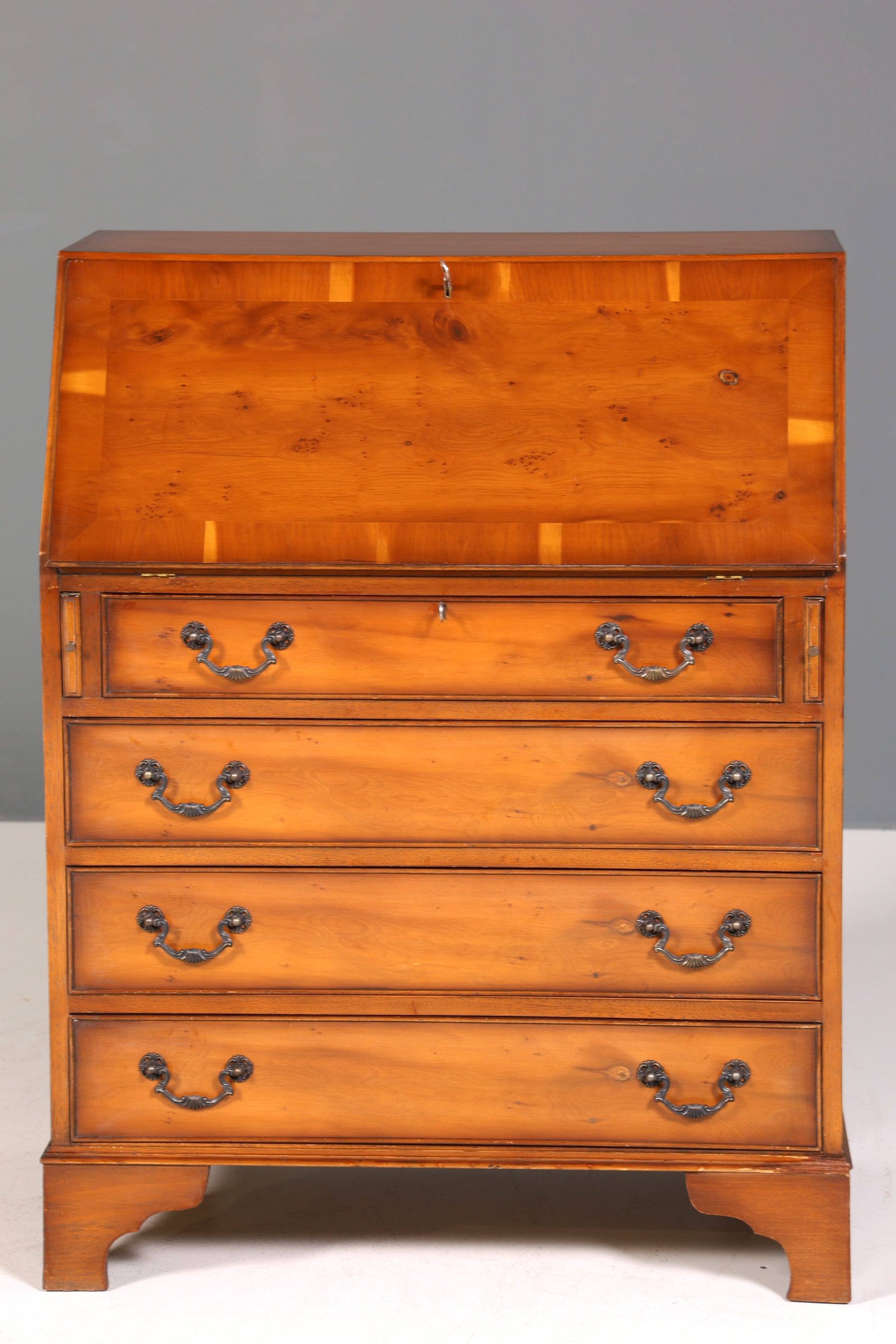 Wunderschöner Englischer Sekretär Schreibkommode Antik Stil echt Lederauflage Kommode UK Schreibtisch