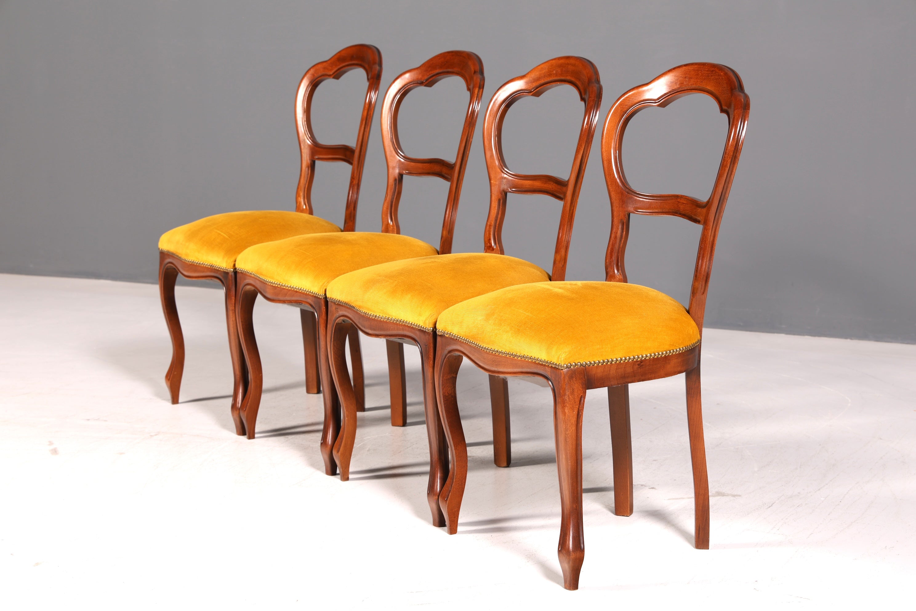 Edle 4x Louis Philippe Stühle Set um 1880 Antik Biedermeier Nussbaum Esszimmerstühle Polsterstühle Sekretär Stühle Vintage