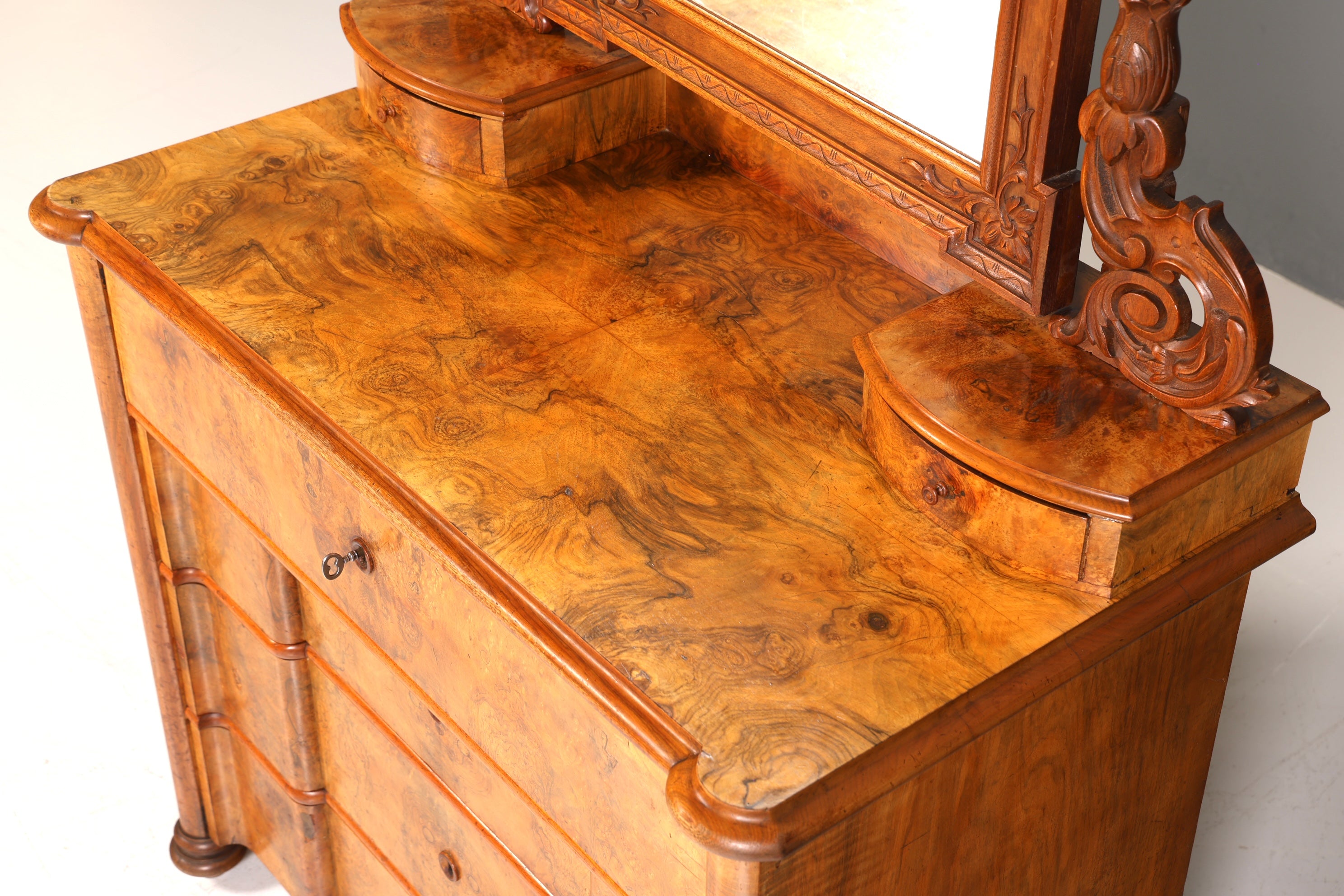 Edle Gründerzeit Kommode mit Spiegelaufsatz Louis Philippe Frisierkommode Holz Schrank Antik Flurschrank um 1880