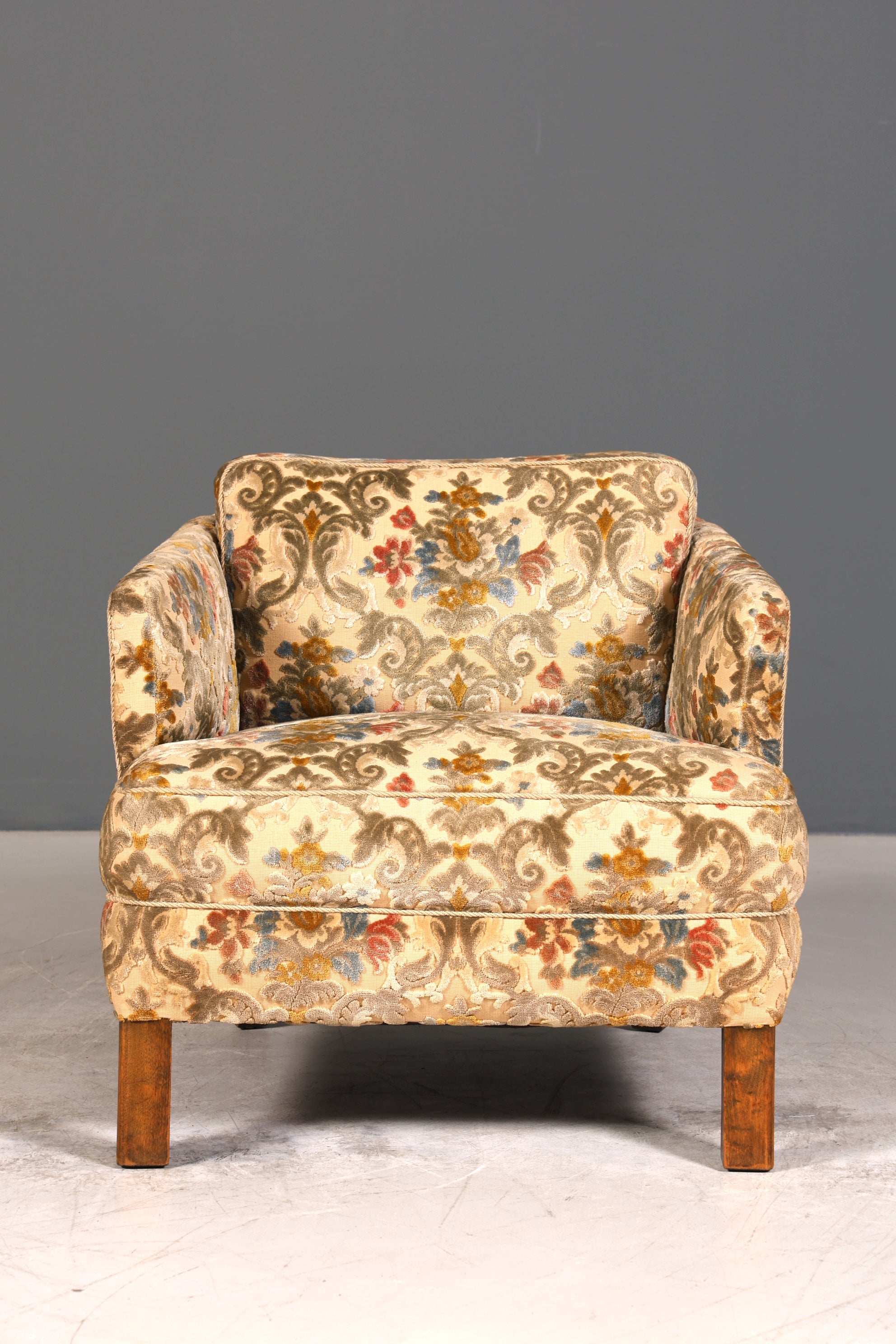 Wunderschöner Chippendale Sessel Art Deco Stil Lounge Floraler Samt Stoff Sessel 2 von 2