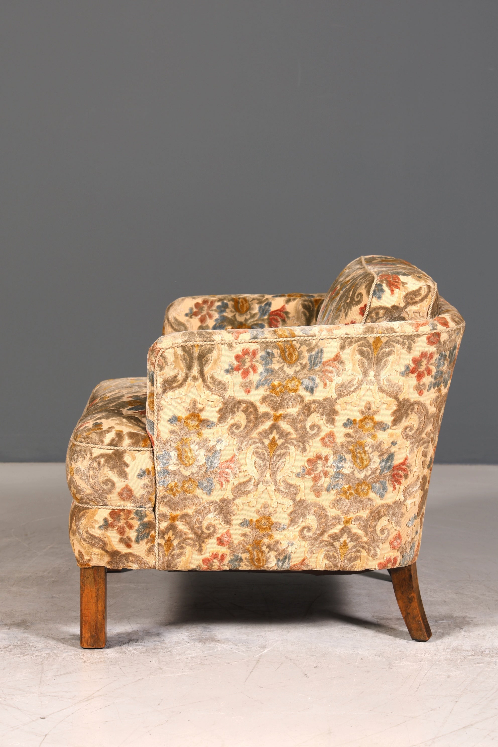 Wunderschöner Chippendale Sessel Art Deco Stil Lounge Floraler Samt Stoff Sessel 2 von 2