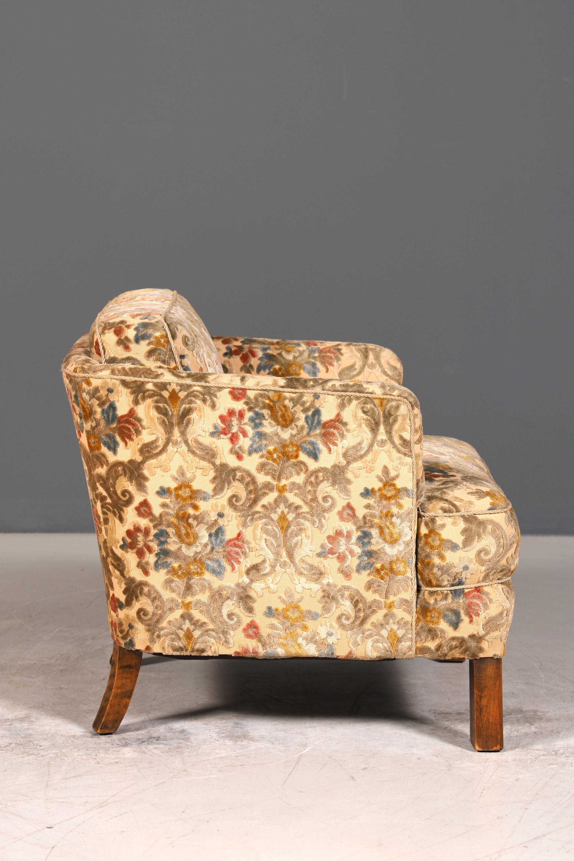Wunderschöner Chippendale Sessel Art Deco Stil Lounge Floraler Samt Stoff Sessel 2 von 2
