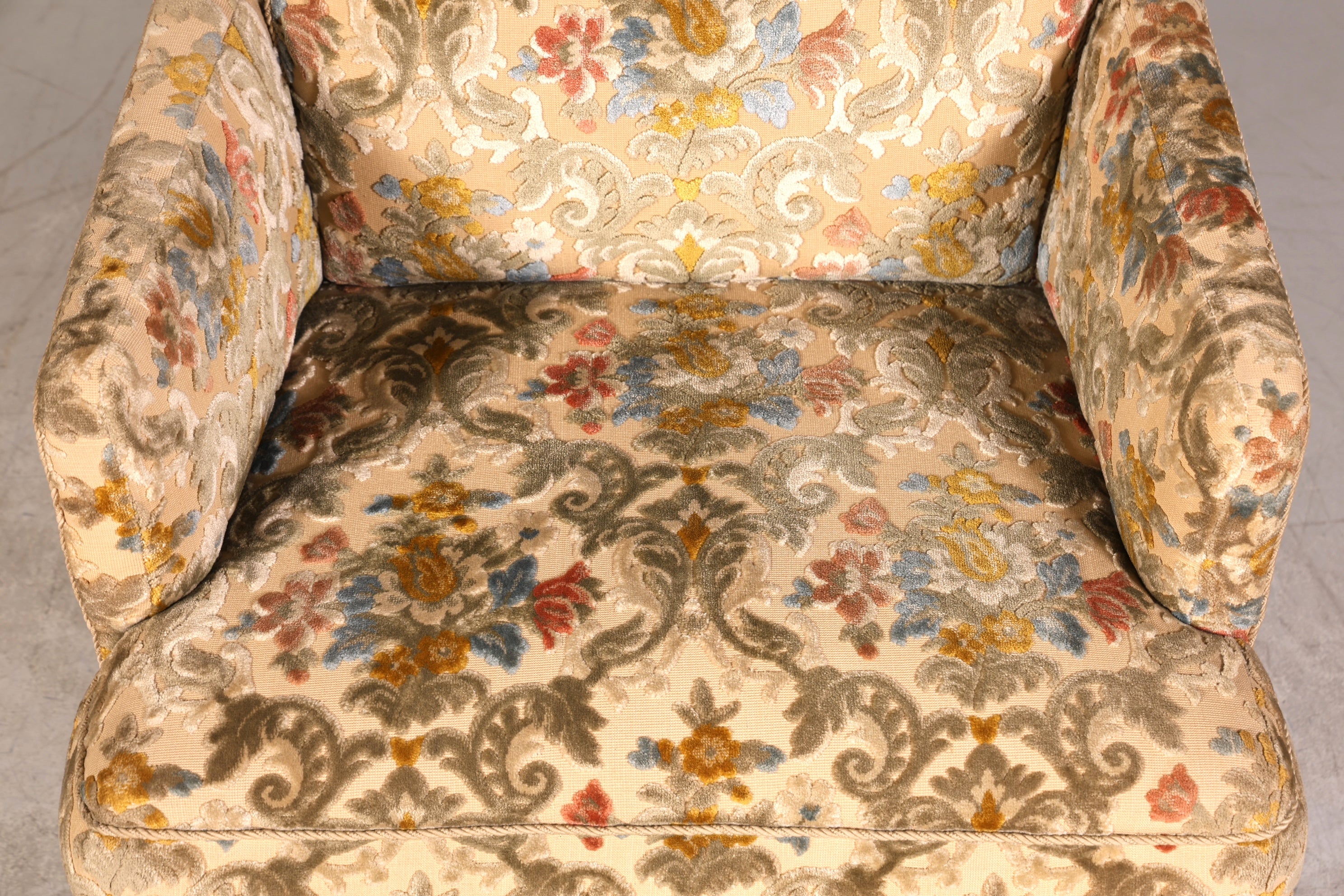 Wunderschöner Chippendale Sessel Art Deco Stil Lounge Floraler Samt Stoff Sessel 2 von 2
