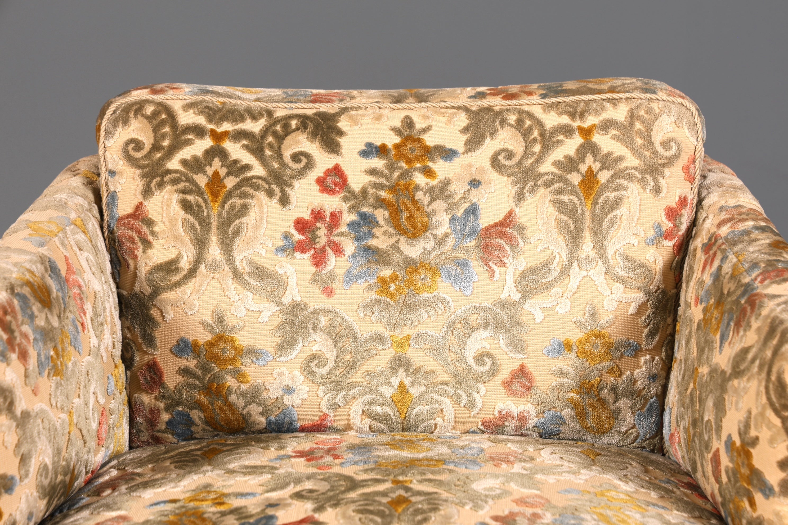 Wunderschöner Chippendale Sessel Art Deco Stil Lounge Floraler Samt Stoff Sessel 2 von 2