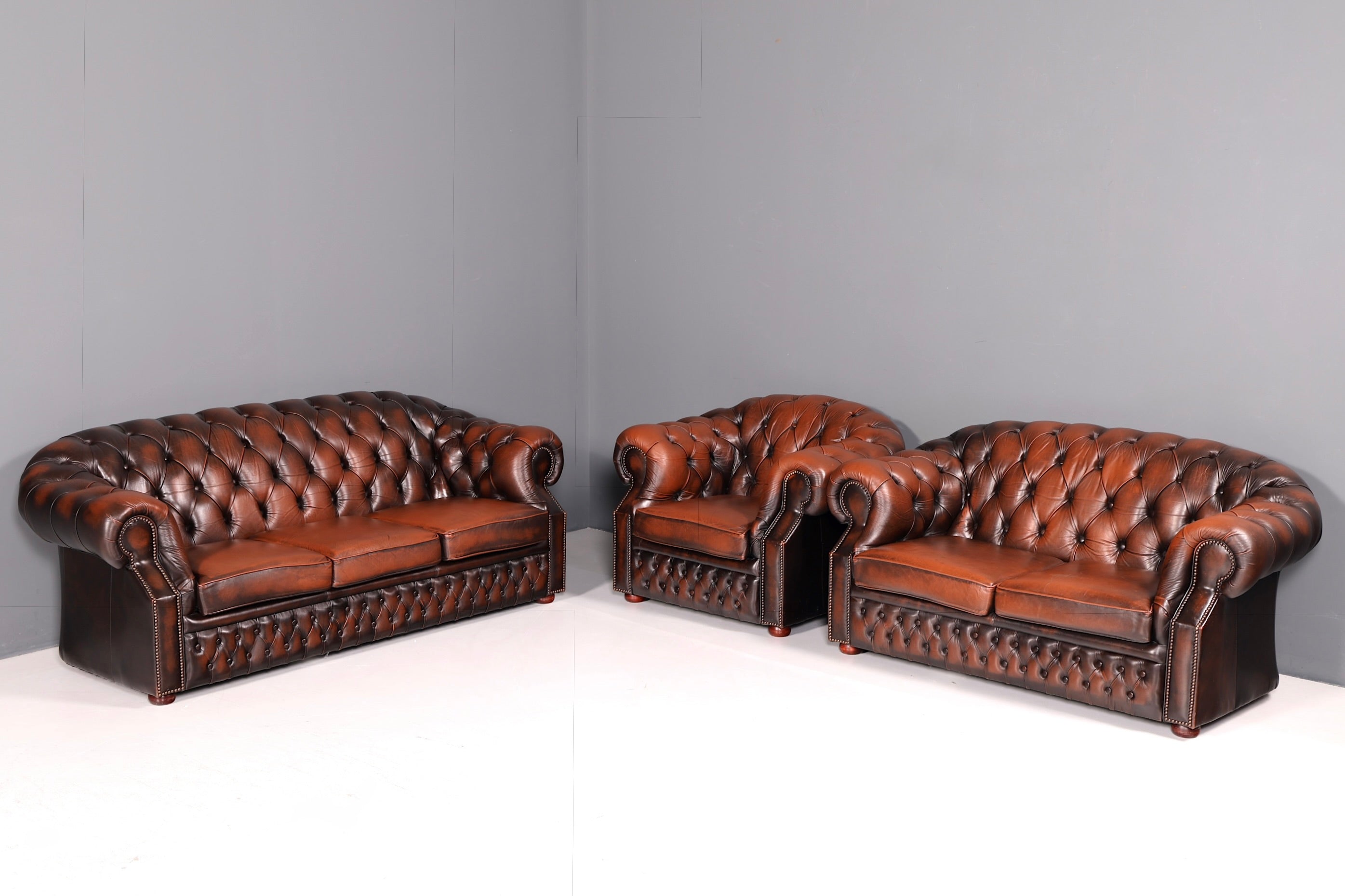 Wunderschönes Original Chesterfield Centurion 3-Sitzer Sofa Echt Leder Couch Englisch Polstersofa Antik Vintage