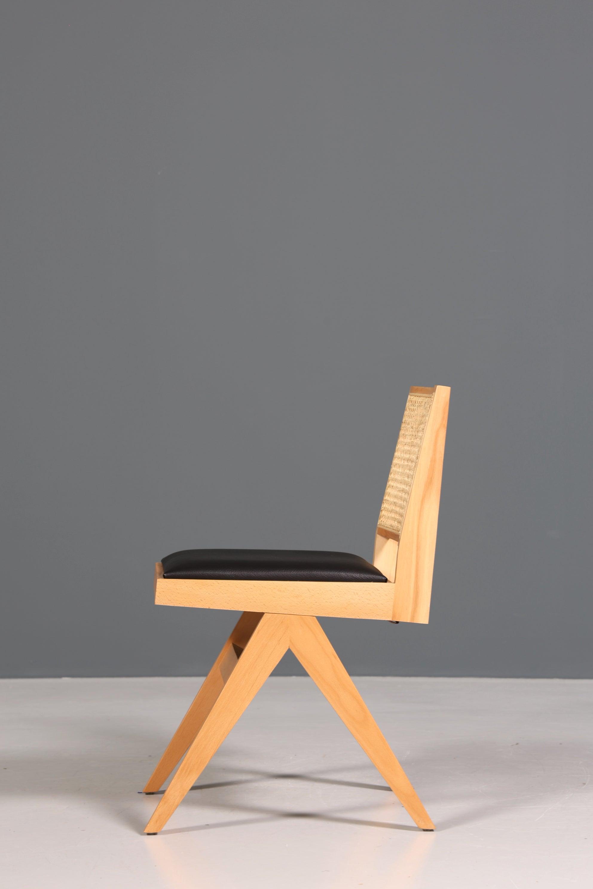 Sehr Edler Korbgeflecht Stuhl "Vienna Wood" Bauhaus Relax Esszimmer Stuhl Lounge Chair Küchenstuhl