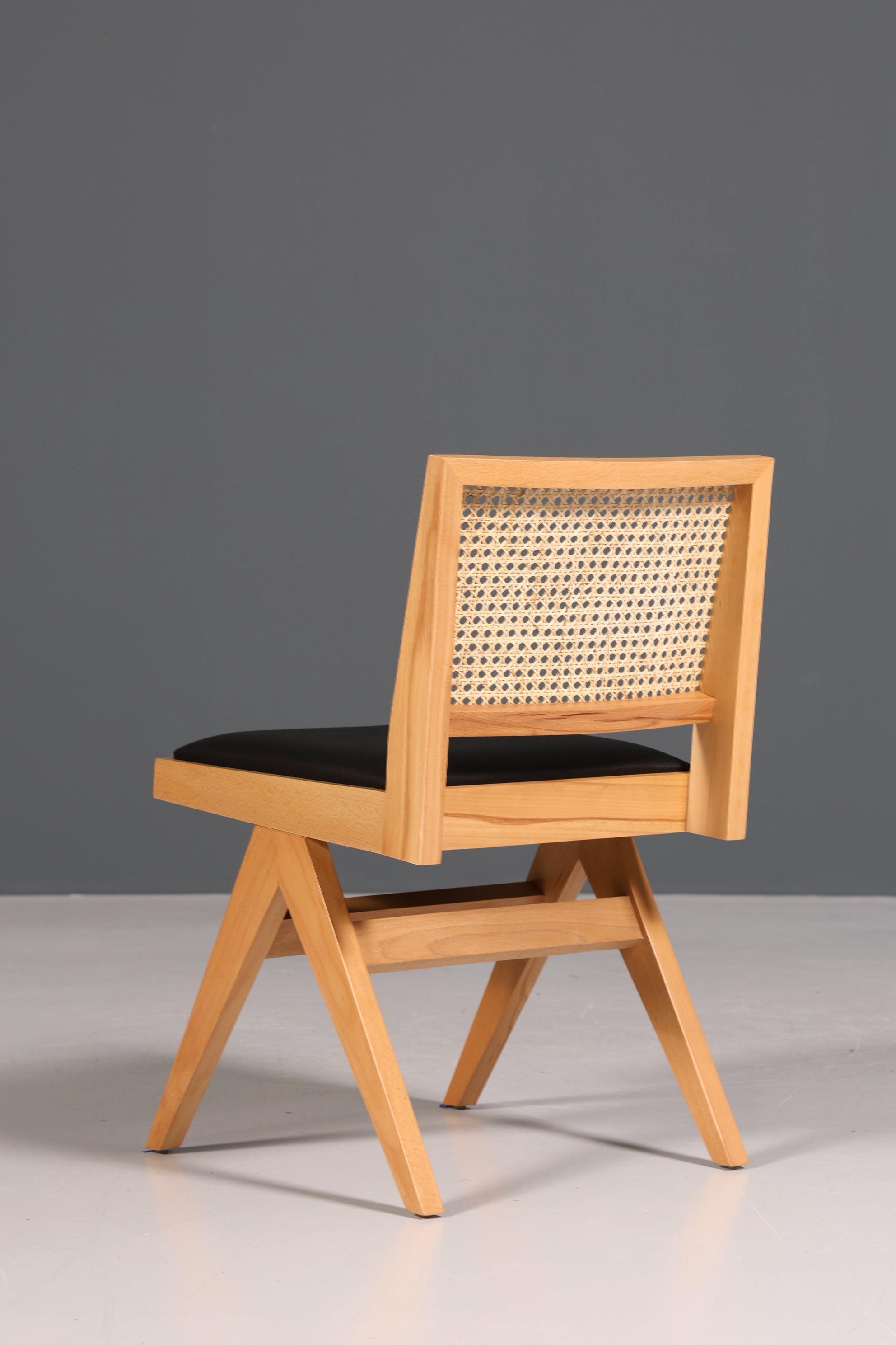 Sehr Edler Korbgeflecht Stuhl "Vienna Wood" Bauhaus Relax Esszimmer Stuhl Lounge Chair Küchenstuhl