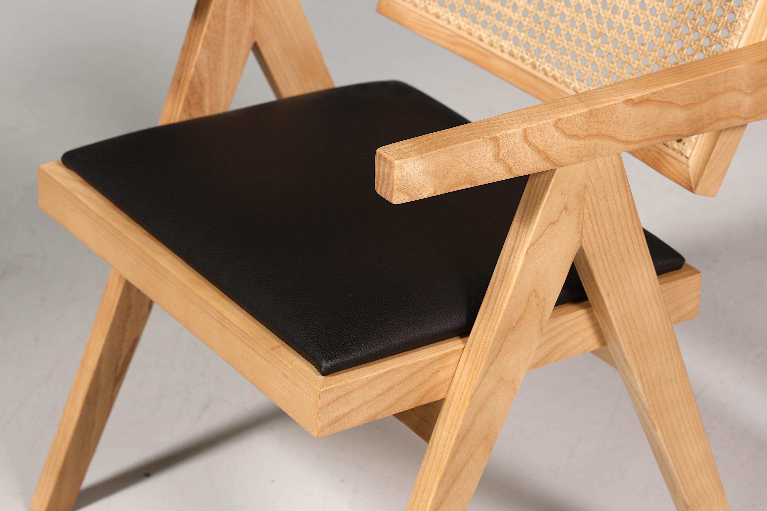 Sehr edler Korbgeflecht Stuhl "Vienna Wood +" Armlehnsessel Bauhaus Relax Lounge Chair Stuhl Esszimmer Stuhl Küchenstuhl