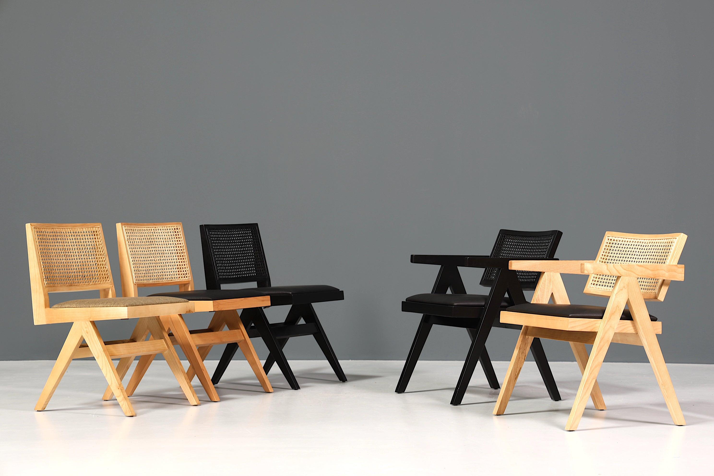 Sehr edler Korbgeflecht Stuhl "Vienna Wood +" Armlehnsessel Bauhaus Relax Lounge Chair Stuhl Esszimmer Stuhl Küchenstuhl
