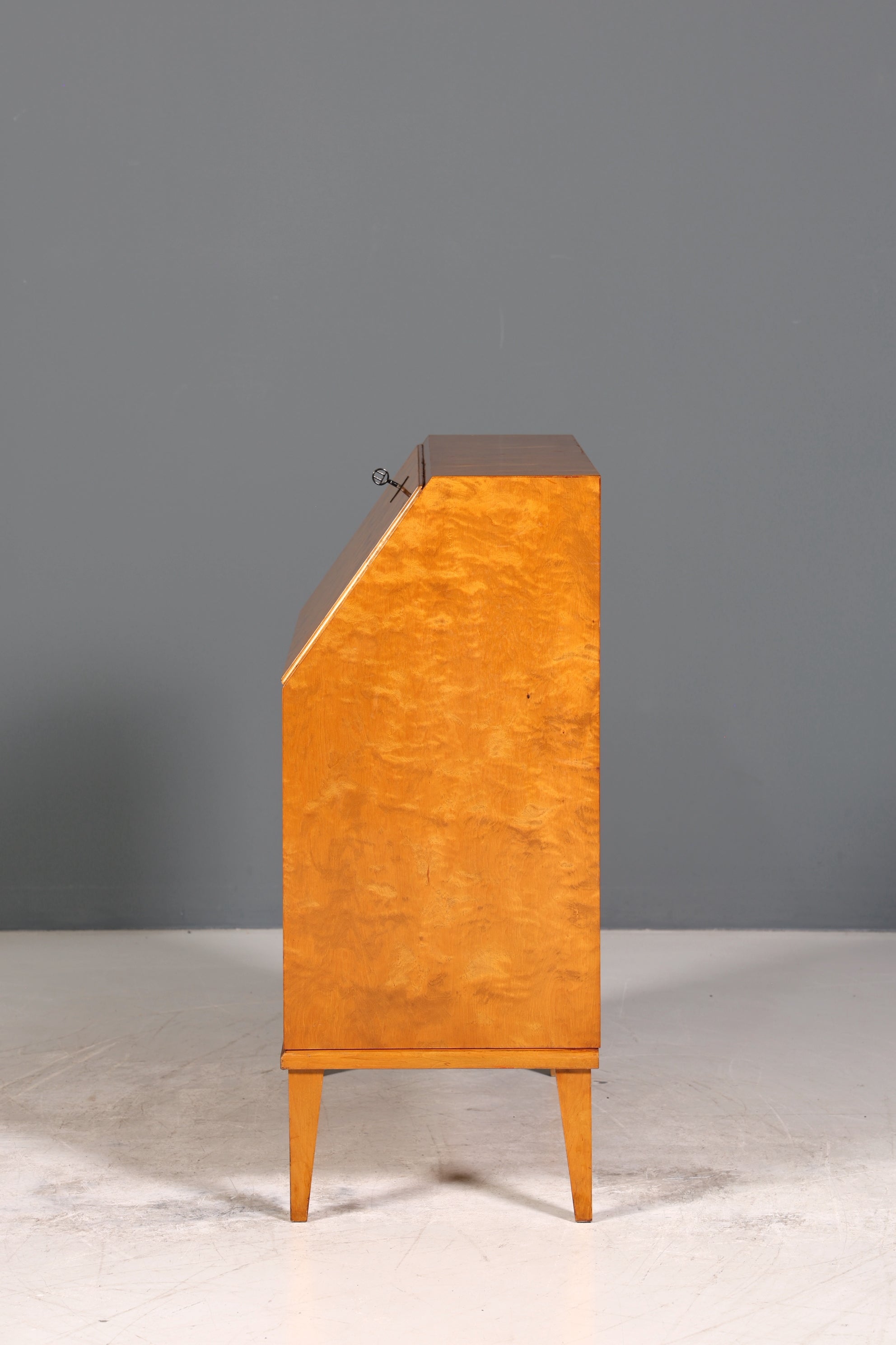 Schlichter Mid Century Sekretär Vintage Schreibmöbel echt Holz Kommode Office Secretary