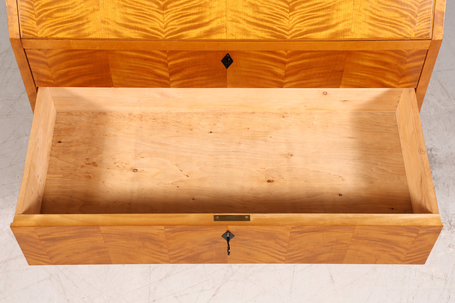 Schlichter Mid Century Sekretär Vintage Schreibmöbel echt Holz Kommode Office Secretary