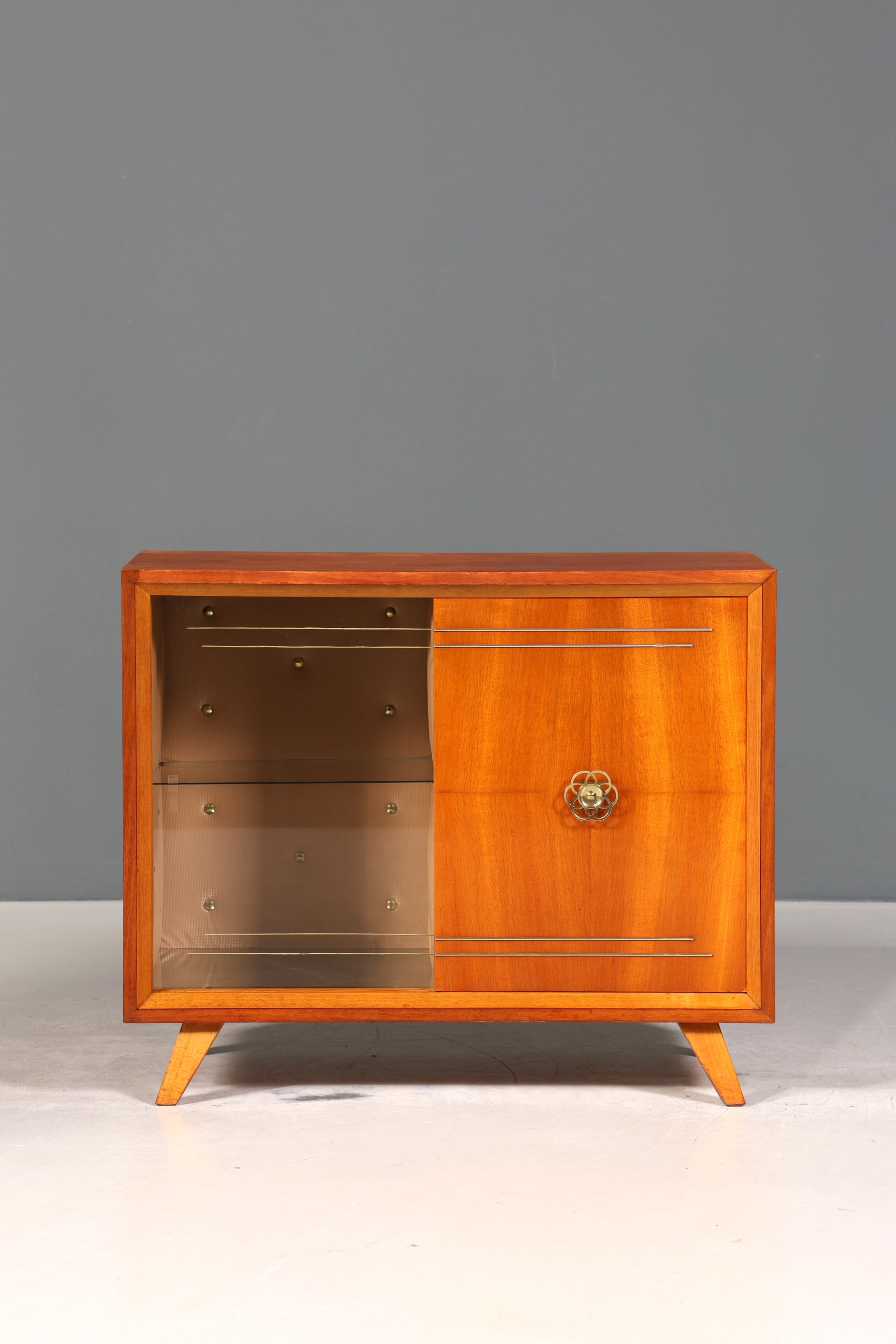 Traumhaftes Mid Century Sideboard Vintage Vitrine Schiebetür Kommode Bar Schrank 60s