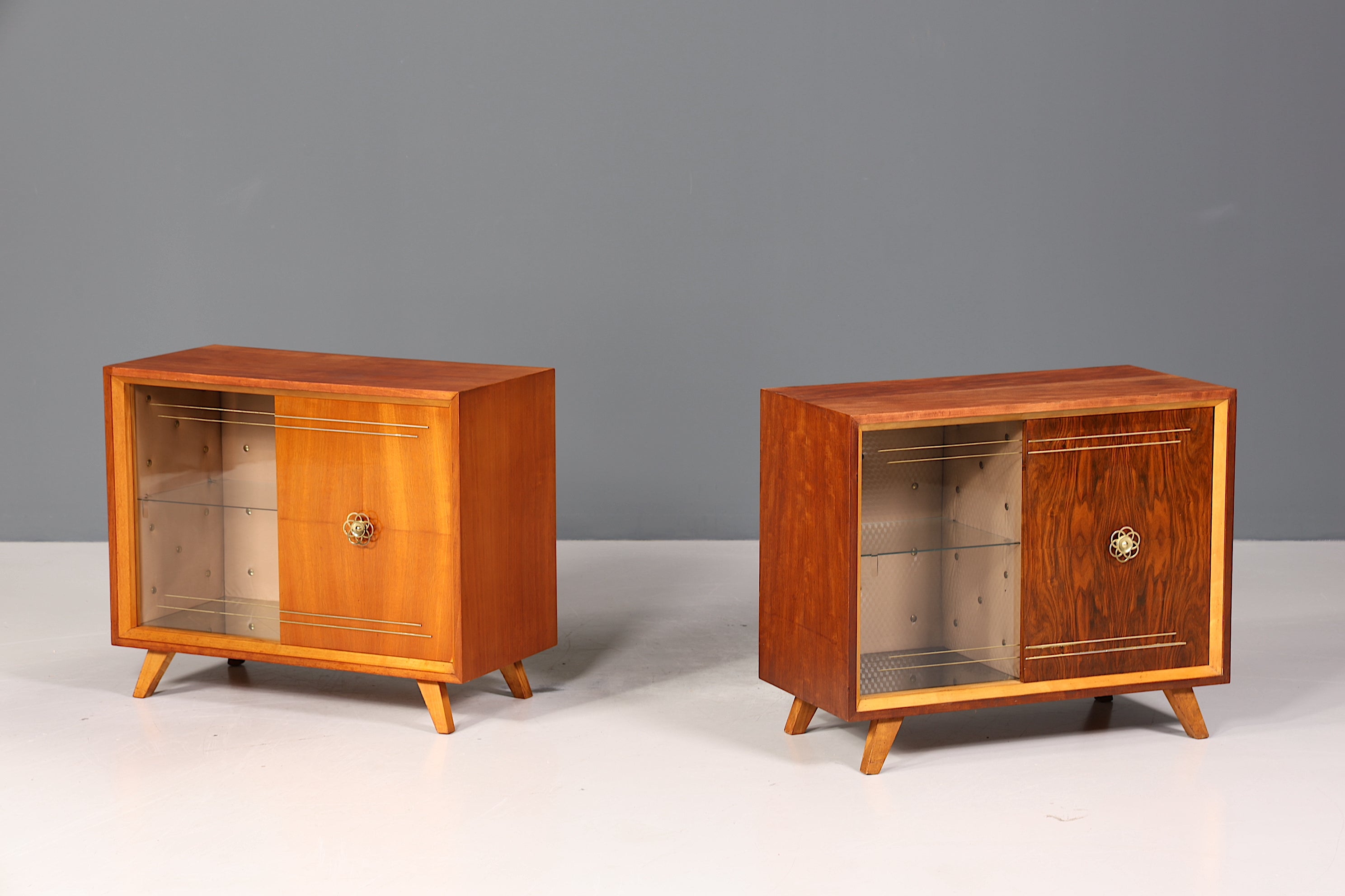 Traumhaftes Mid Century Sideboard Vintage Vitrine Schiebetür Kommode Bar Schrank 60s