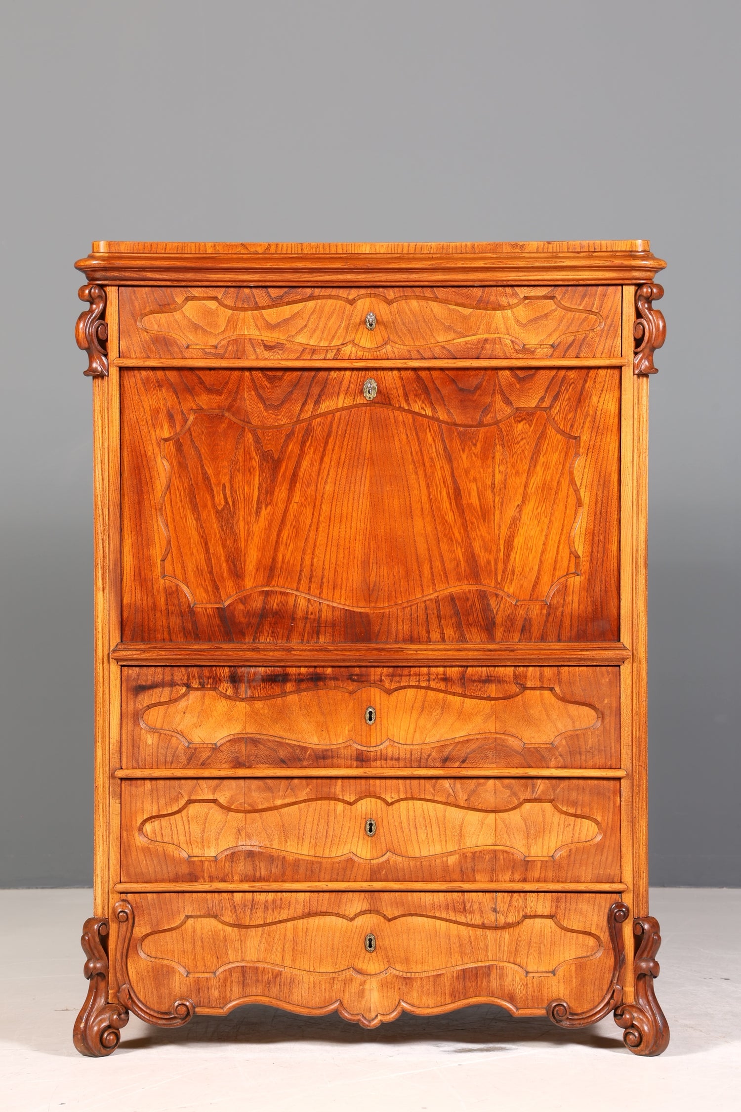 Edler Louis Philippe Sekretär um 1880 Gründerzeit Antik Vertiko Schrank Chiffoniere Schubladenkommode