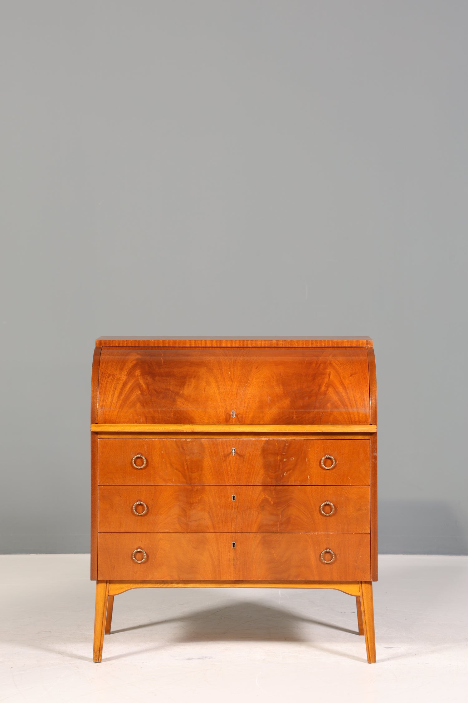 Wunderschöner Mid Century Rollladen Sekretär echt Holz Büro Schrank Vintage Schreibkommode