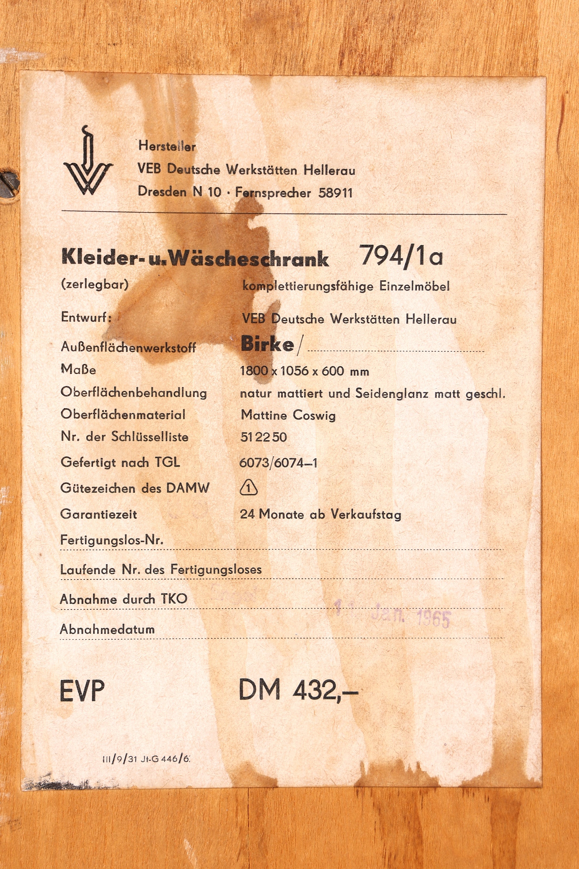 E833 Finish Traumhafter Mid Century Kleiderschrank Vintage Schrank Retro Wäscheschrank