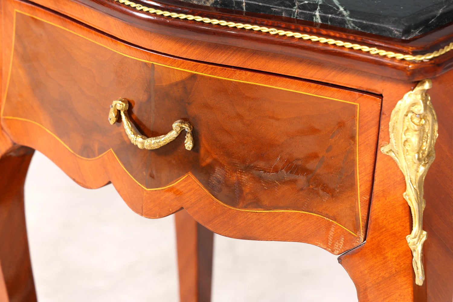 BA19-3 MIT BESCHÄDIGUNGEN / Traumhafter Louis XV Beistelltisch Barock Stil Ablagetisch Marmor Kommode Telefontisch