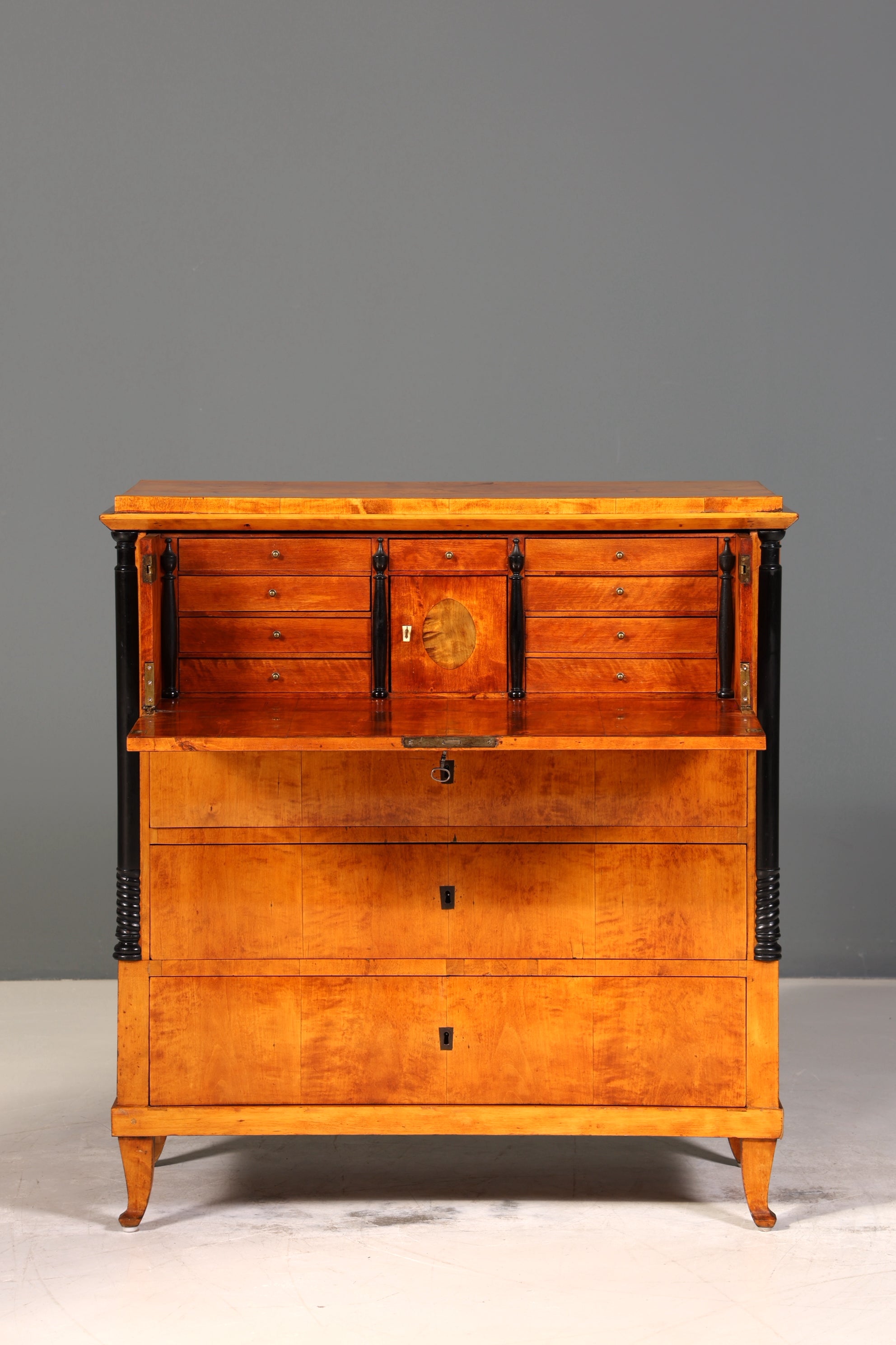 Wunderschöner Original Biedermeier Sekretär um 1860 Kommode Antik Bürokommode Englisch Säulen
