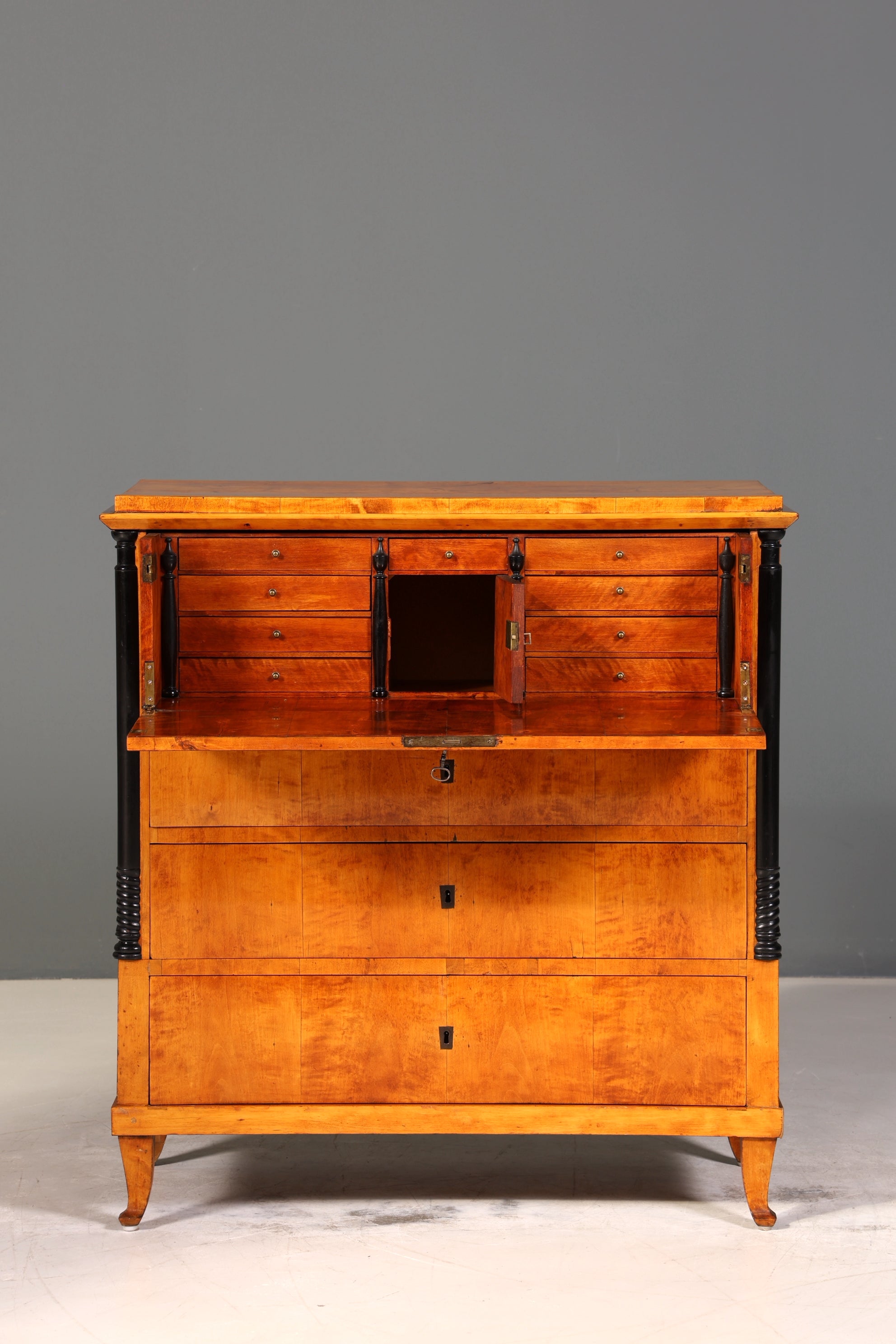 Wunderschöner Original Biedermeier Sekretär um 1860 Kommode Antik Bürokommode Englisch Säulen