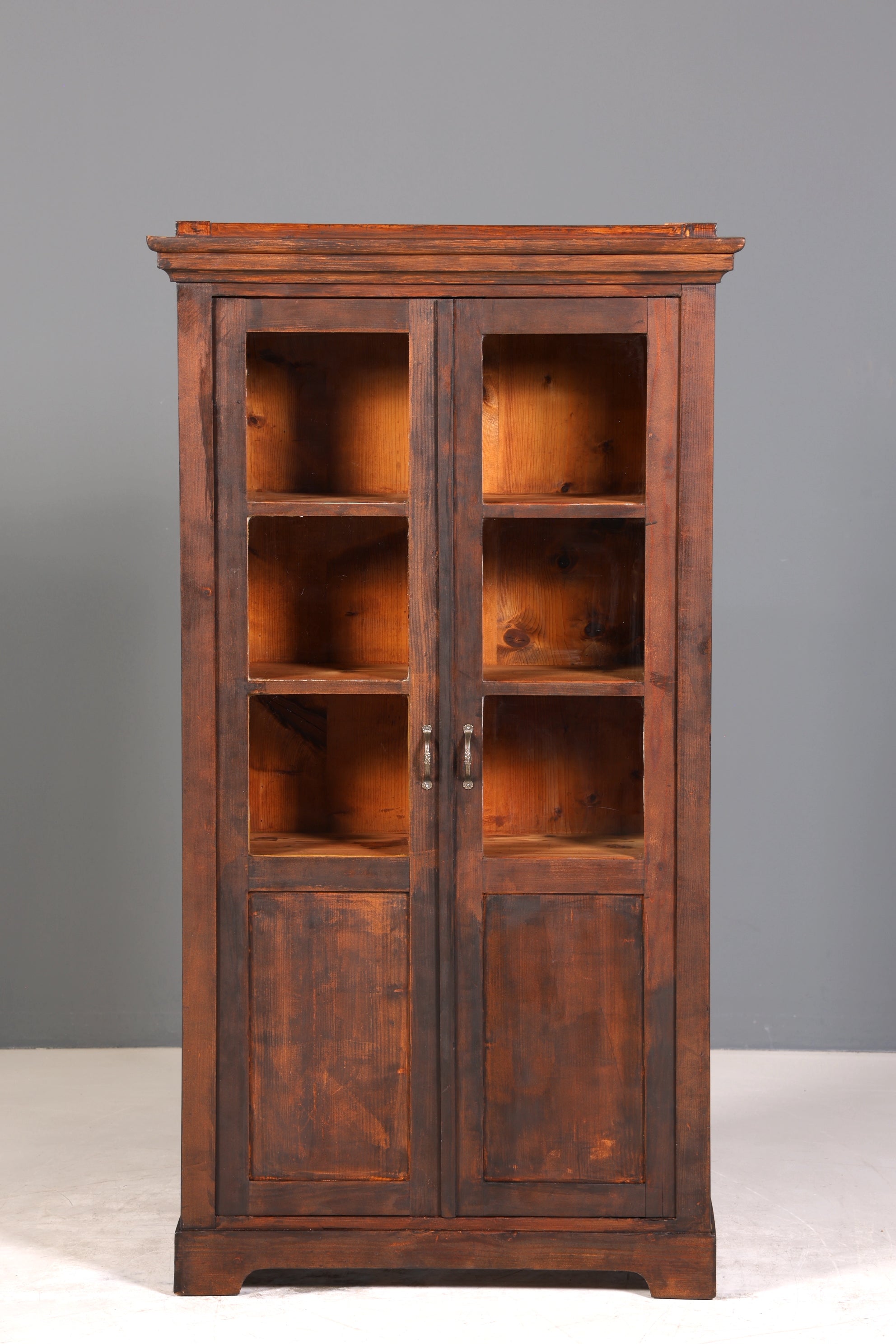 Traumhafte Jugendstil Vitrine Antike Holz Bücherschrank Eiche Antik Schrank Geschirrschrank