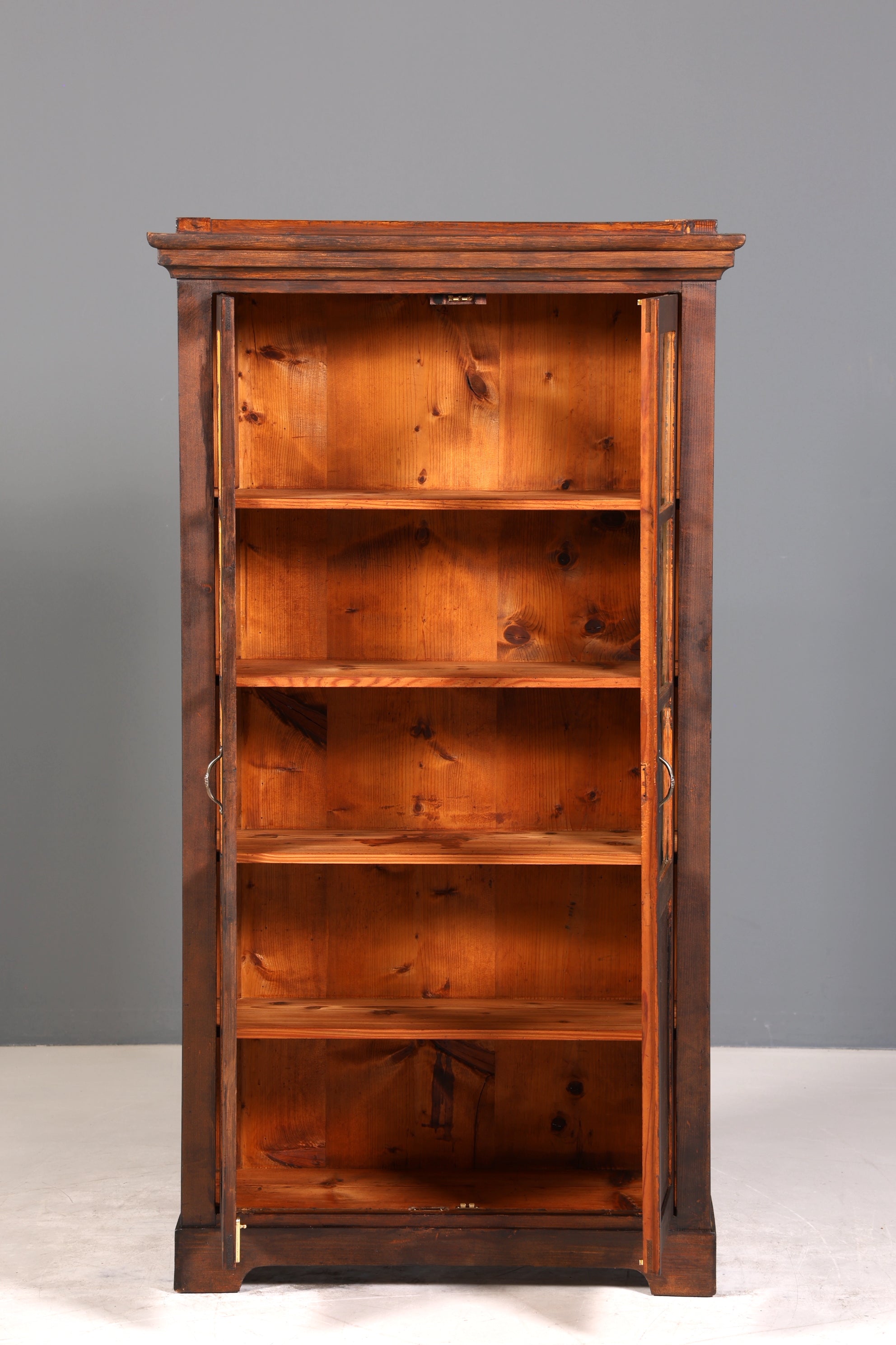 Traumhafte Jugendstil Vitrine Antike Holz Bücherschrank Eiche Antik Schrank Geschirrschrank