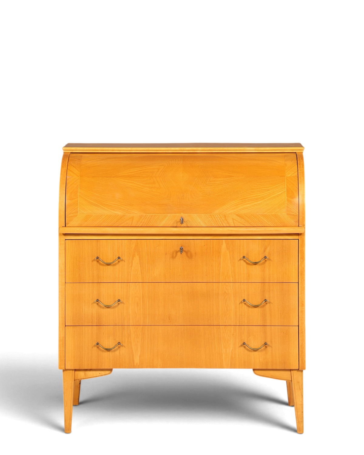Stilvoller Mid Century Rollladen Sekretär echt Holz Büro Schrank Vintage Schreibkommode