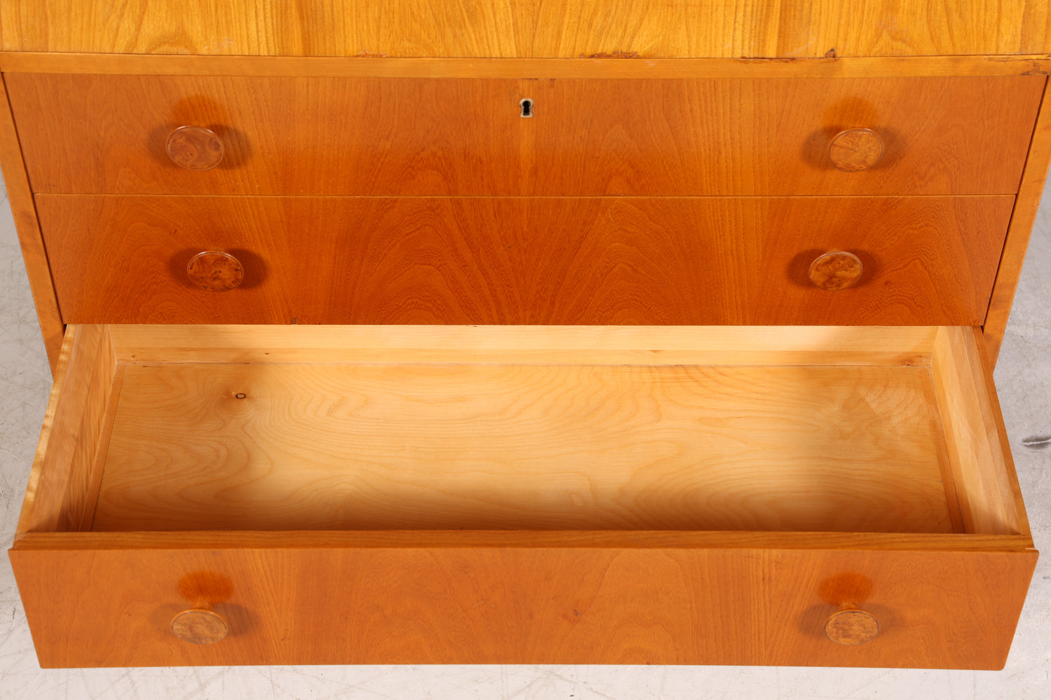 Schlichter Mid Century Sekretär Vintage Schreibmöbel echt Holz Kommode Office Secretary