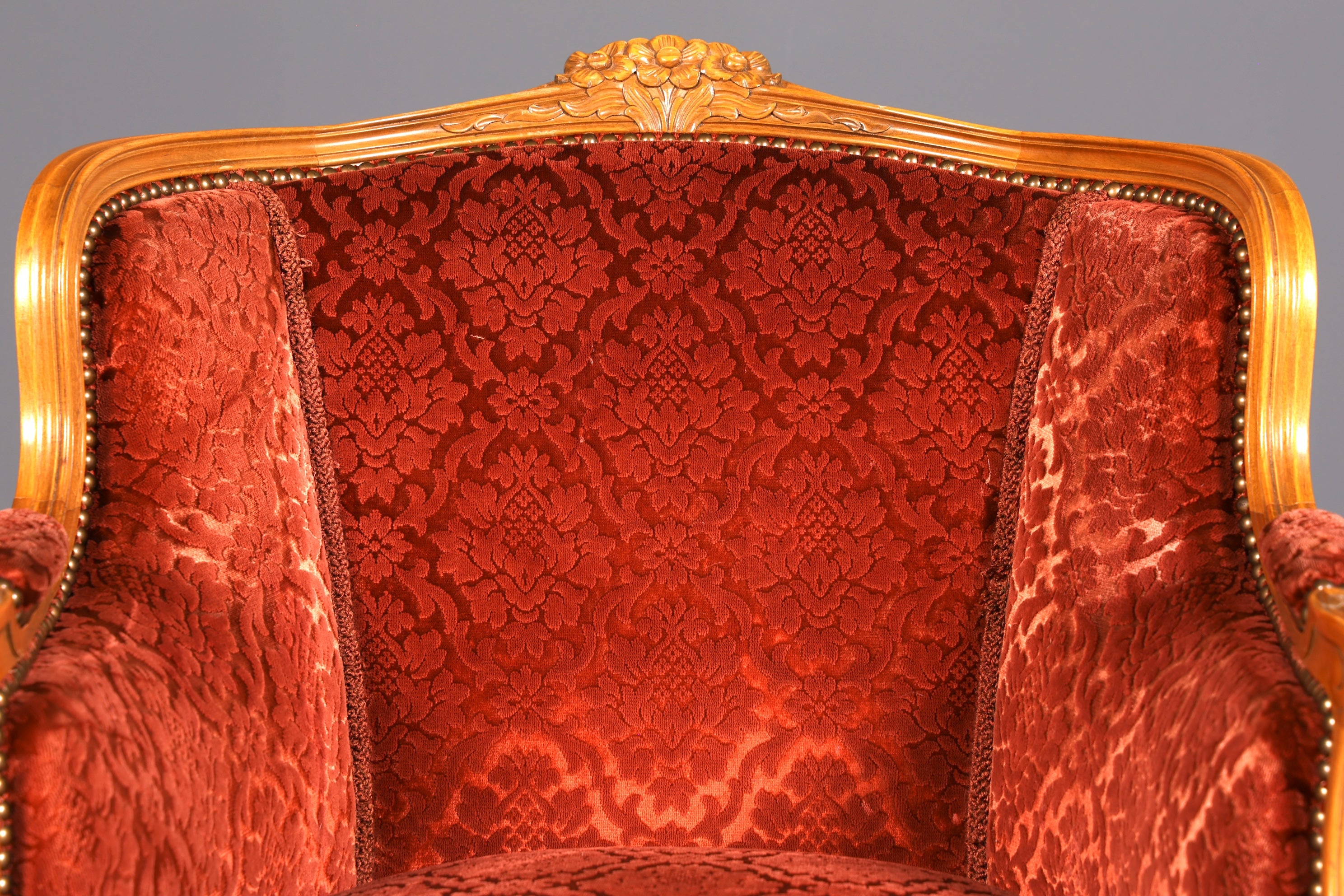 Edler Chippendale Armlehnsessel Barock Stil Sessel Samt Stoff Armchair Sessel 2 von 2