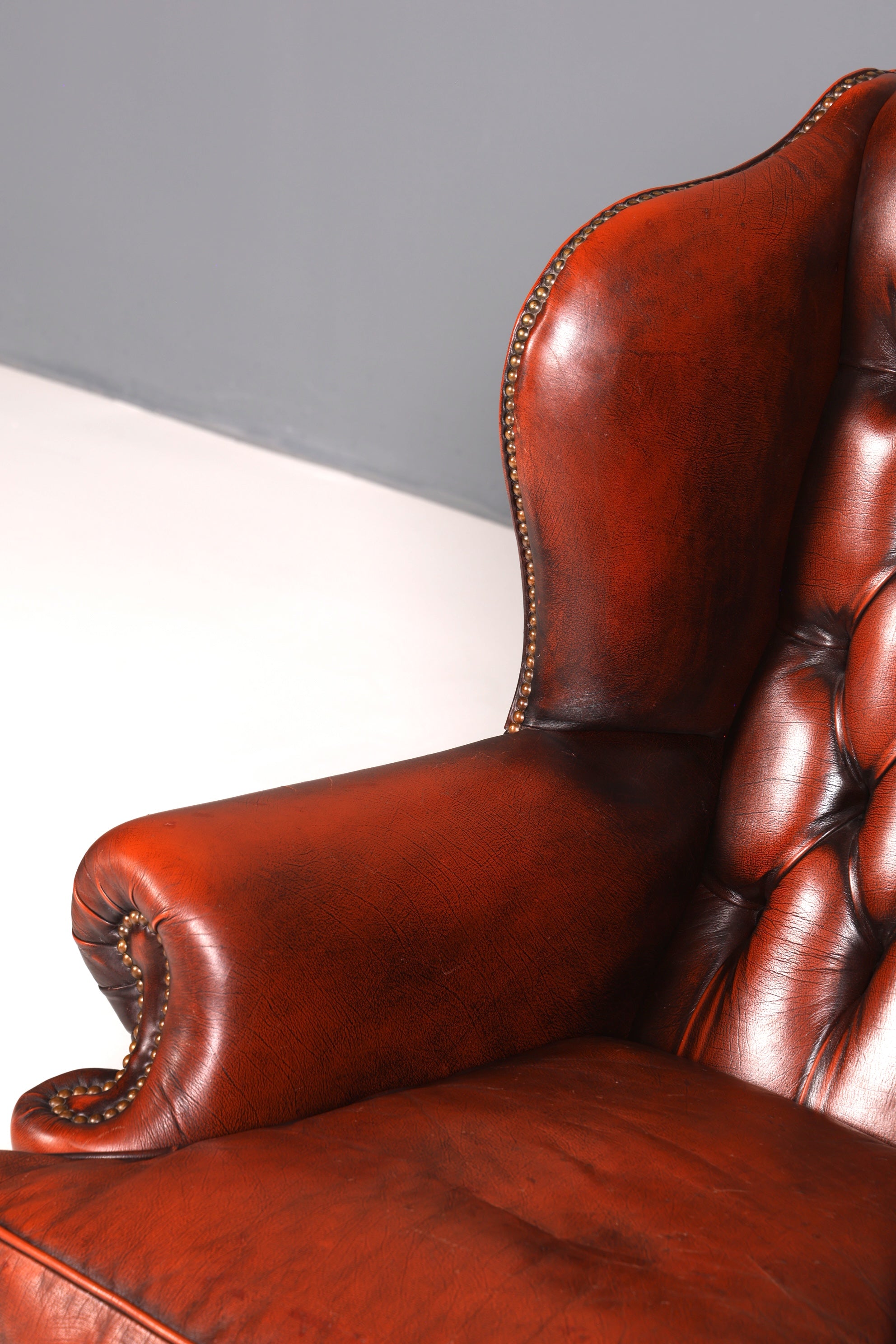 Original Chesterfield Ohrenbacken Sessel Englisch Leder Herrensessel UK Armlehnsessel