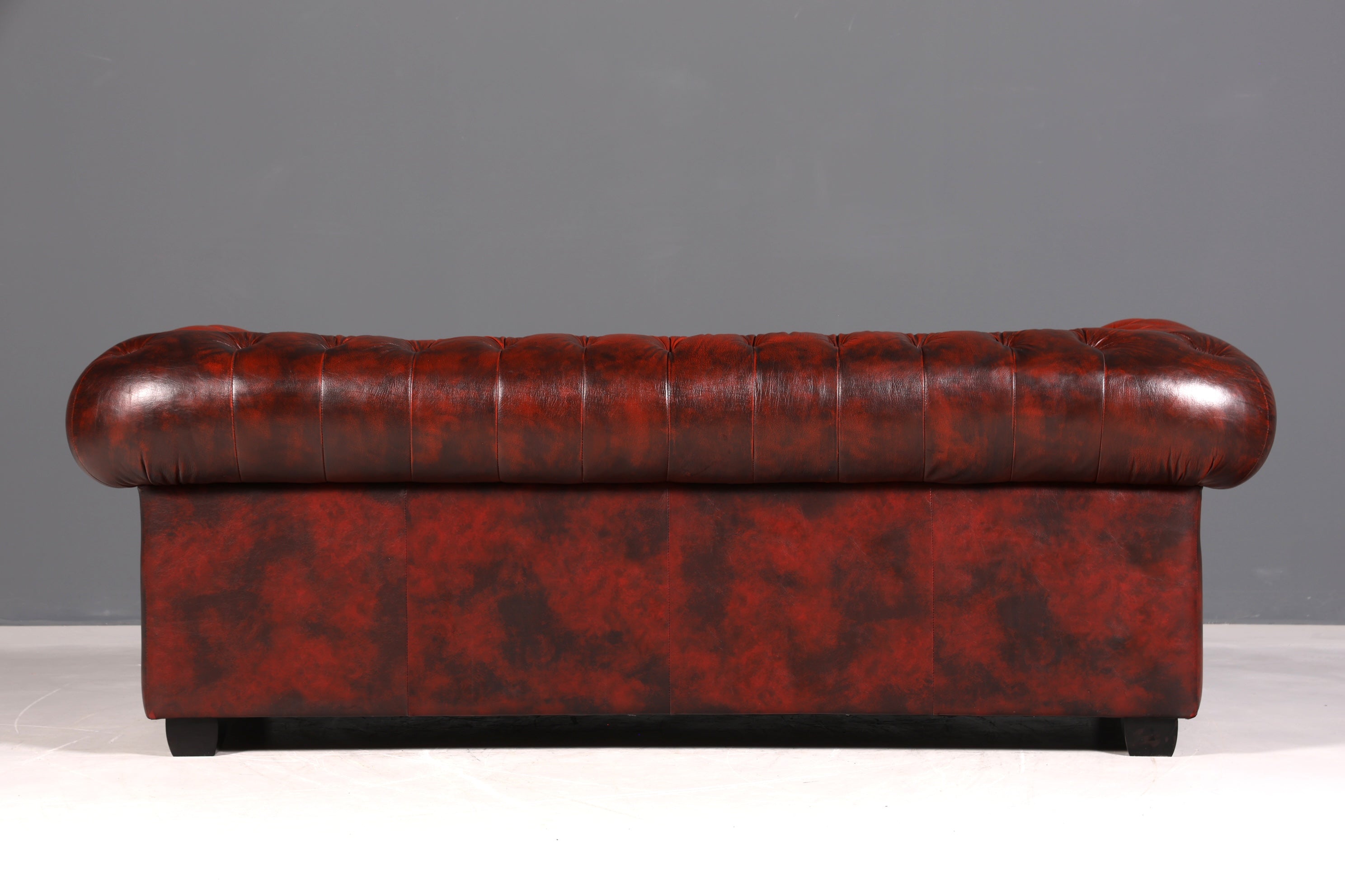 F954 Finish cm Wunderschönes Original Chesterfield Sofa 3- Sitzer echt Leder Oxblood Couch Englisch