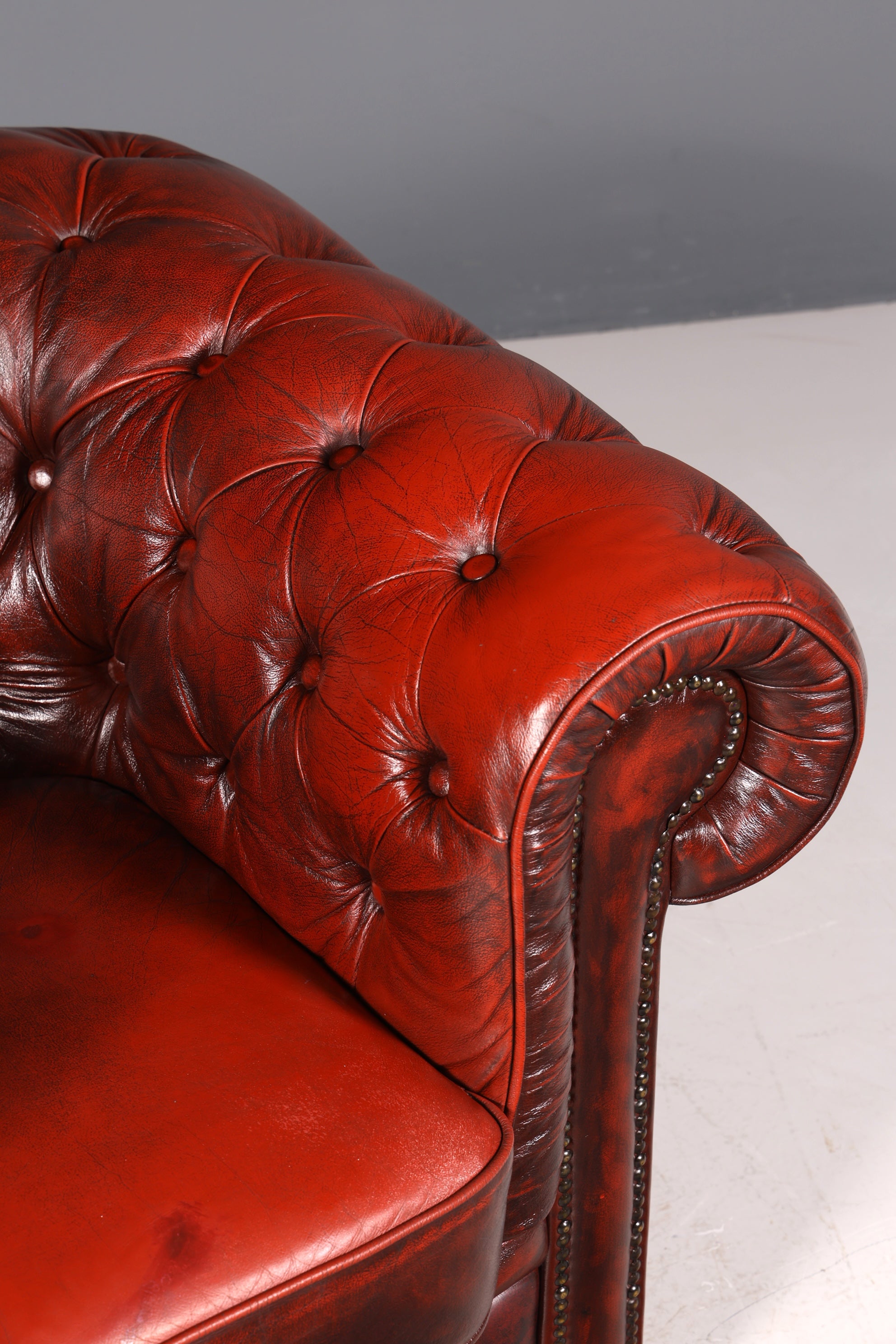 F955 Finish cm Stilvoller Original Chesterfield Sessel Englischer Armlehnsessel Englisch Herrensessel