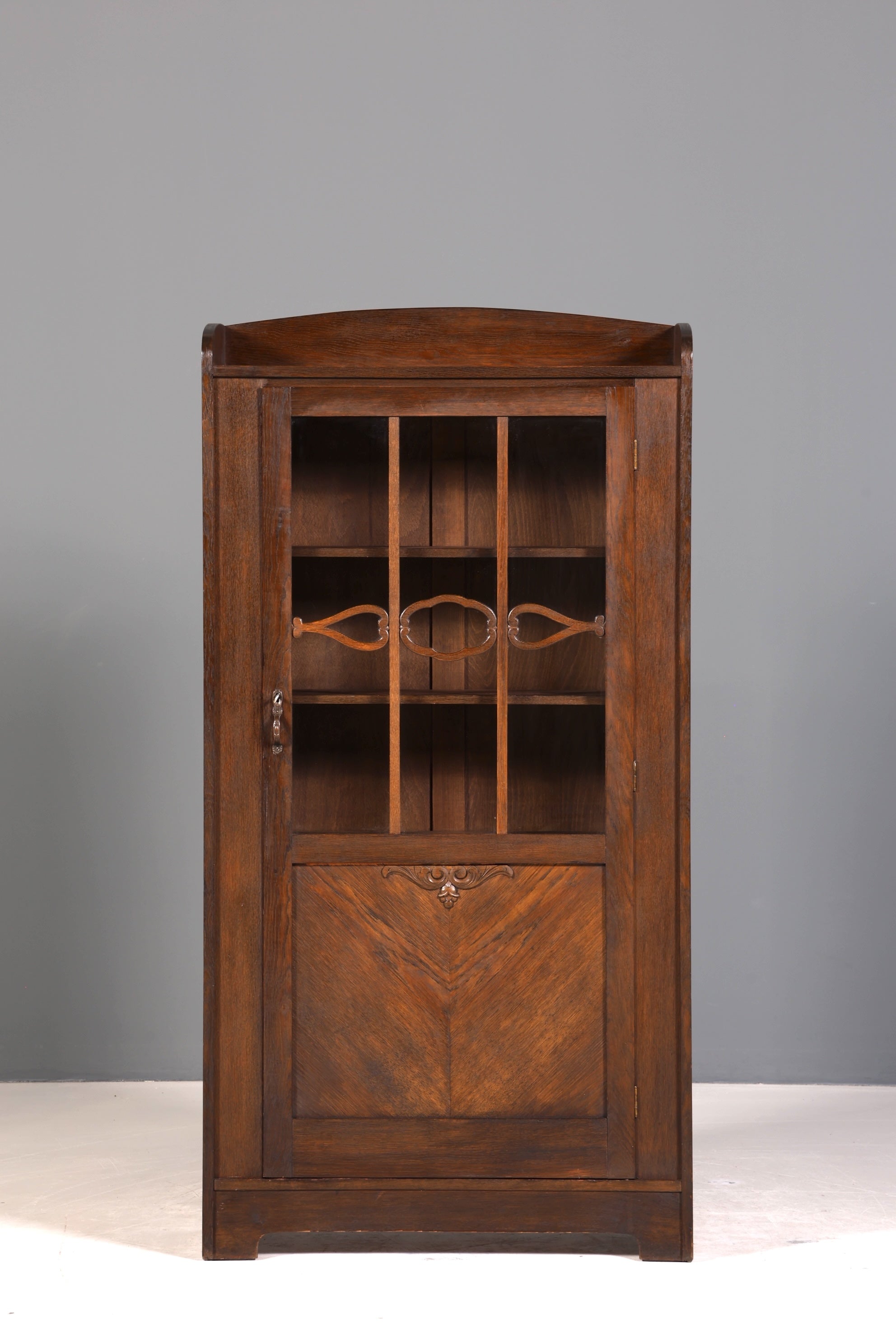Traumhafte Jugendstil Vitrine Antike Holz Bücherschrank Eiche Antik Schrank Geschirrschrank