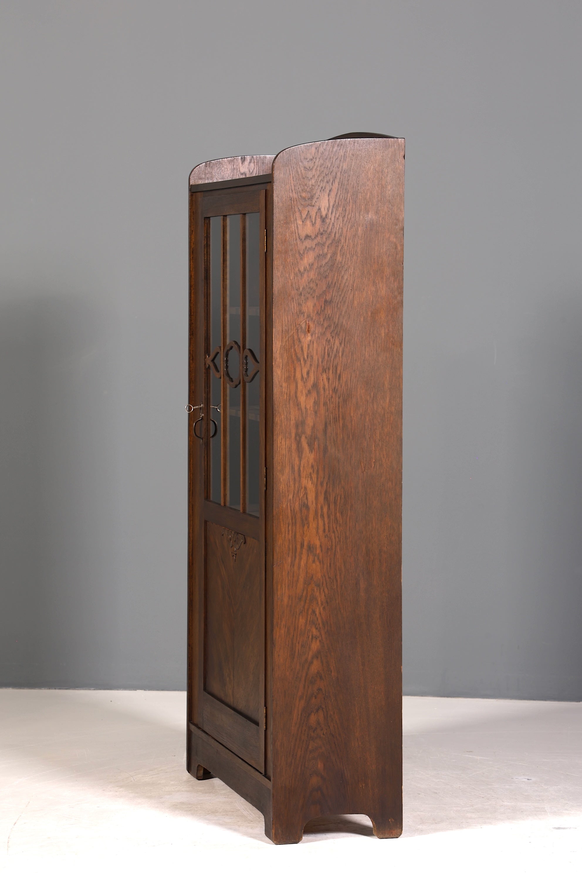 Traumhafte Jugendstil Vitrine Antike Holz Bücherschrank Eiche Antik Schrank Geschirrschrank
